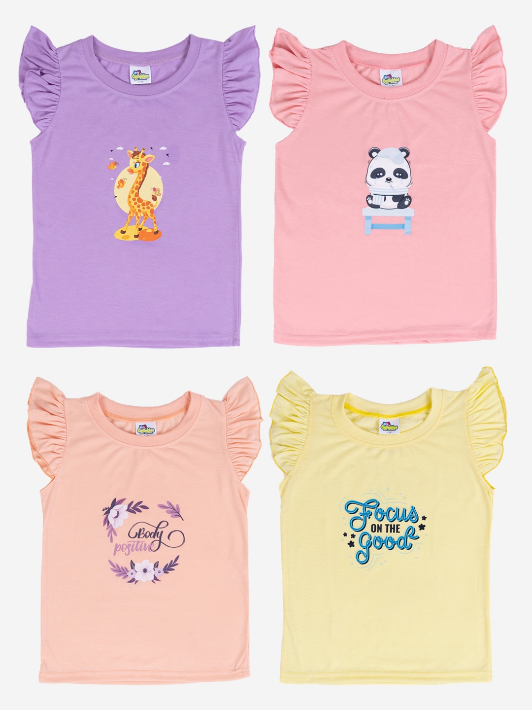 

Cutiekins Girls Pack Of 4 Printed Cotton T-shirt, Lavender