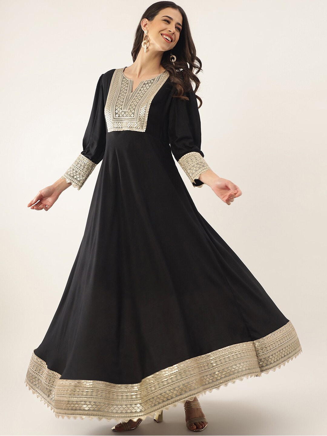 

Khushal K Embellished Maxi Ethnic Dress, Black