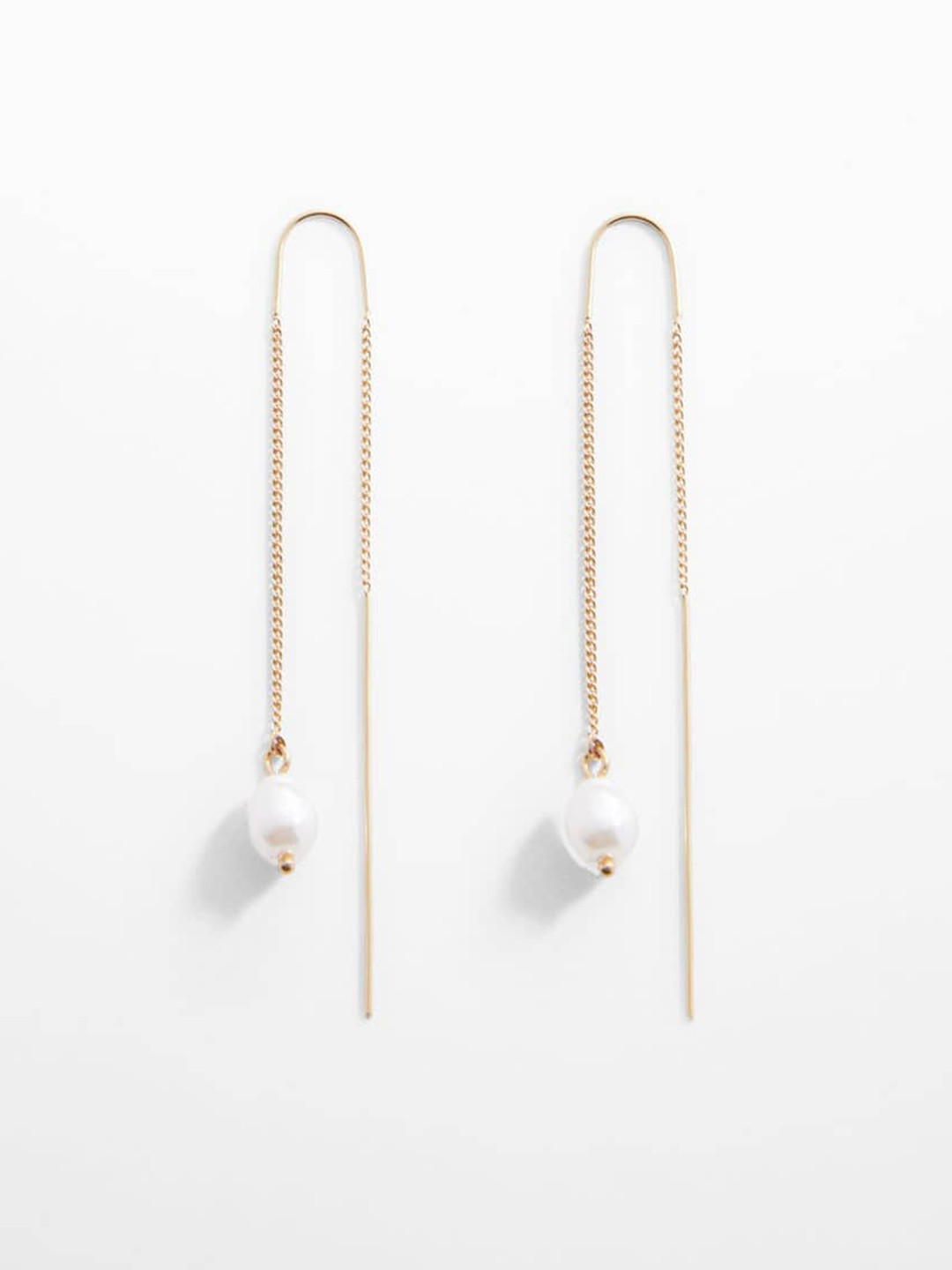 

MANGO Beaded Contemporary Drop Earrings, Gold