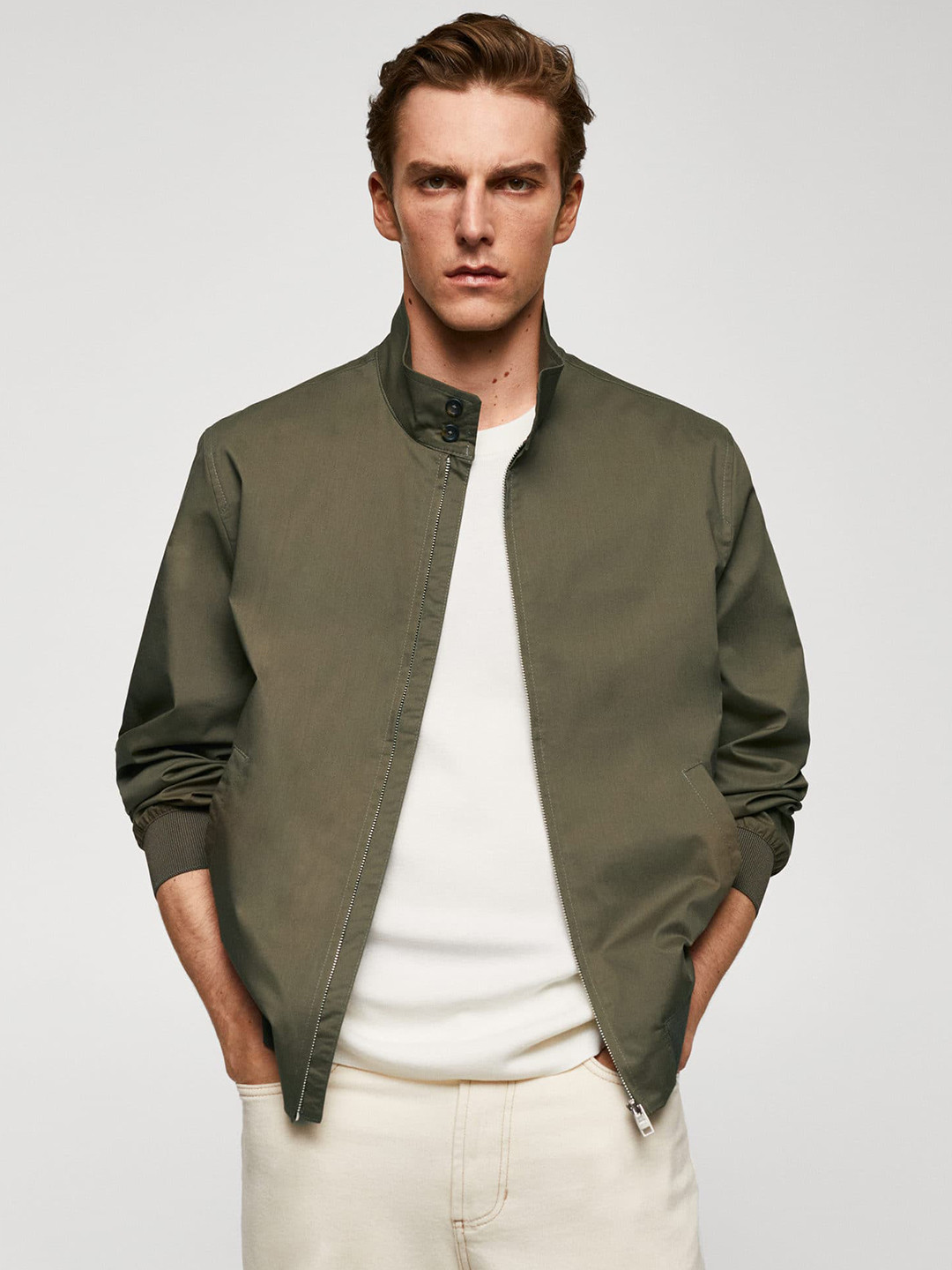 

MANGO MAN Solid Bomber Jacket, Olive