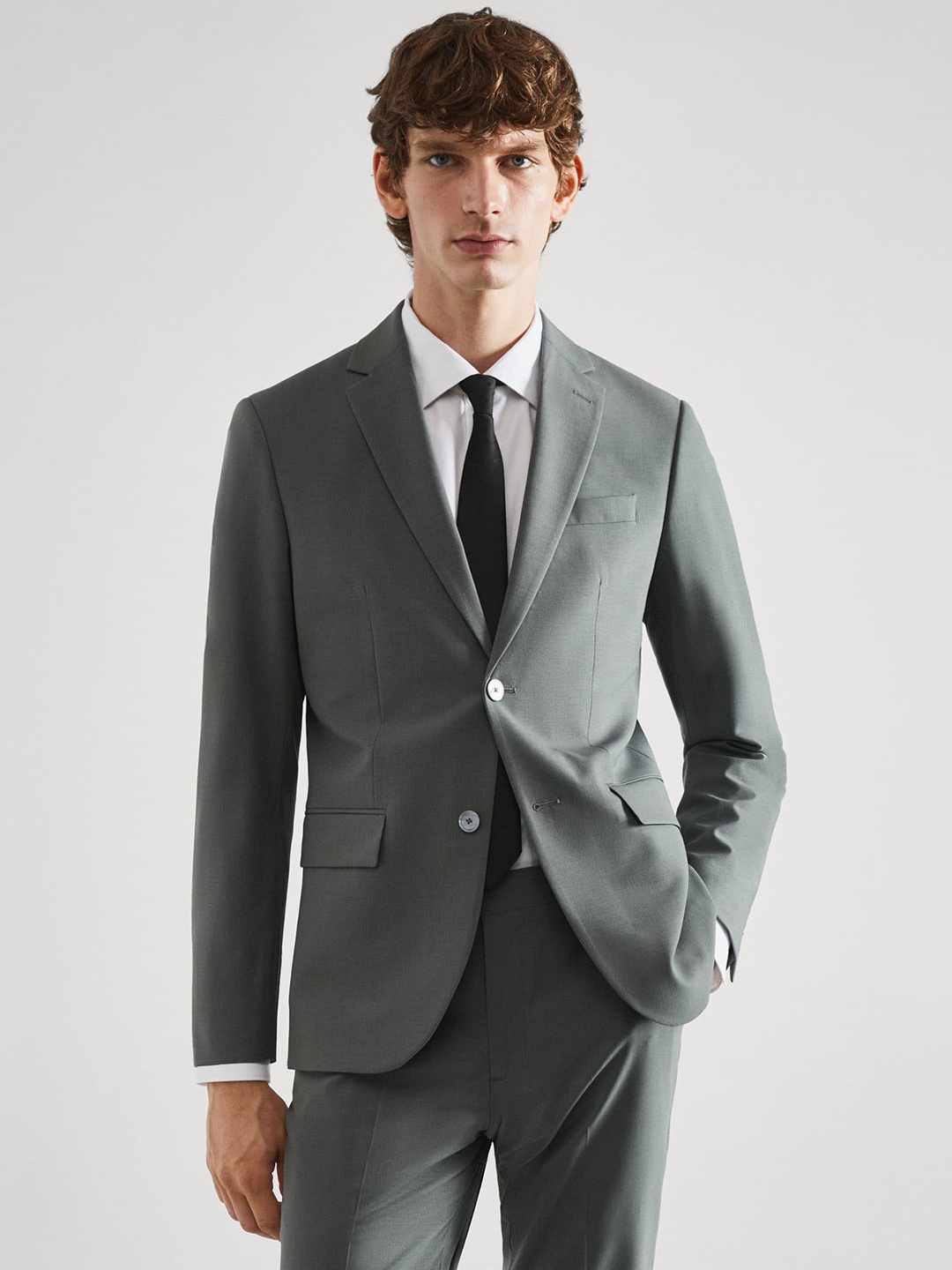 

MANGO MAN Slim Fit Single-Breasted Formal Blazer, Green