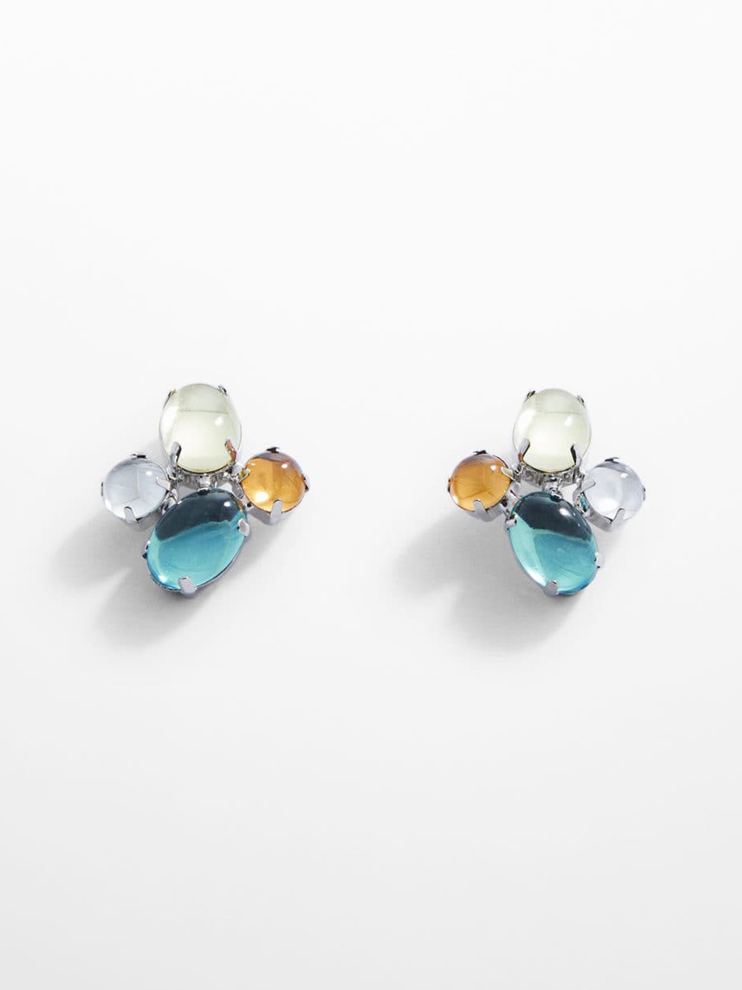 

MANGO Contemporary Stone Studded Studs Earrings, Multi