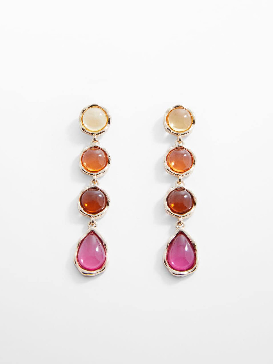 

MANGO Women Studded Contemporary-Shaped Drop Earrings, Gold