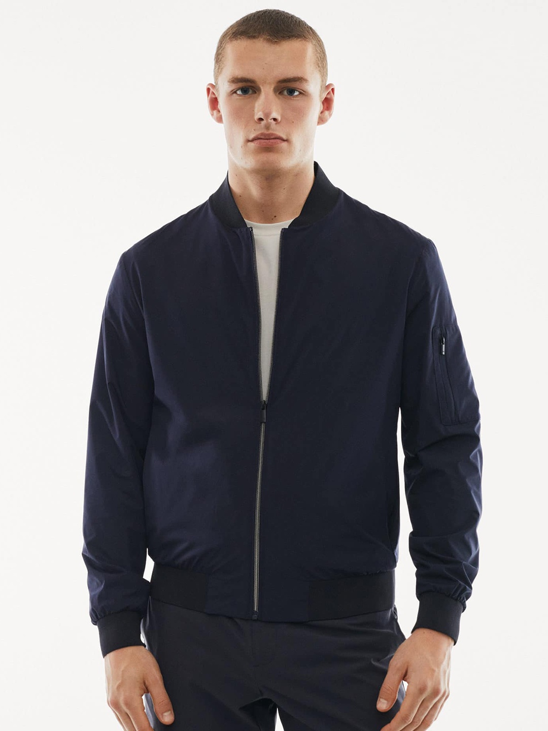 

MANGO MAN Water-Repellent & Windcheater Bomber Jacket, Navy blue