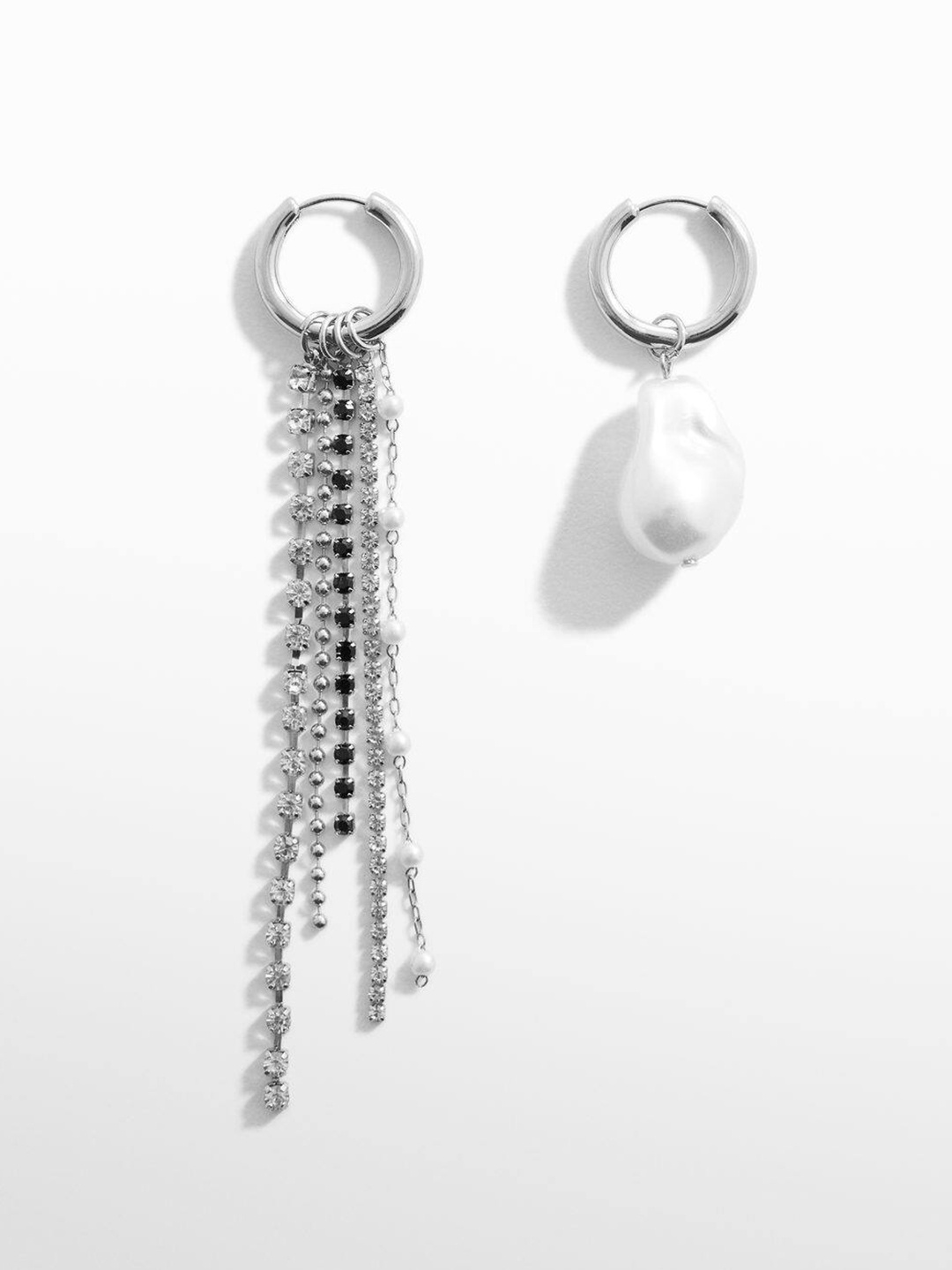 

MANGO Mismatch Contemporary Drop Earrings, Silver