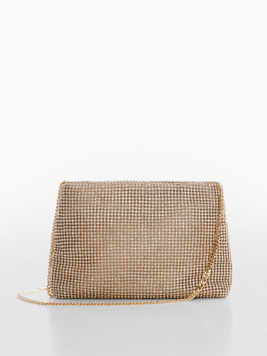 

MANGO Women Embellished Structured Party Sling Bag, Gold
