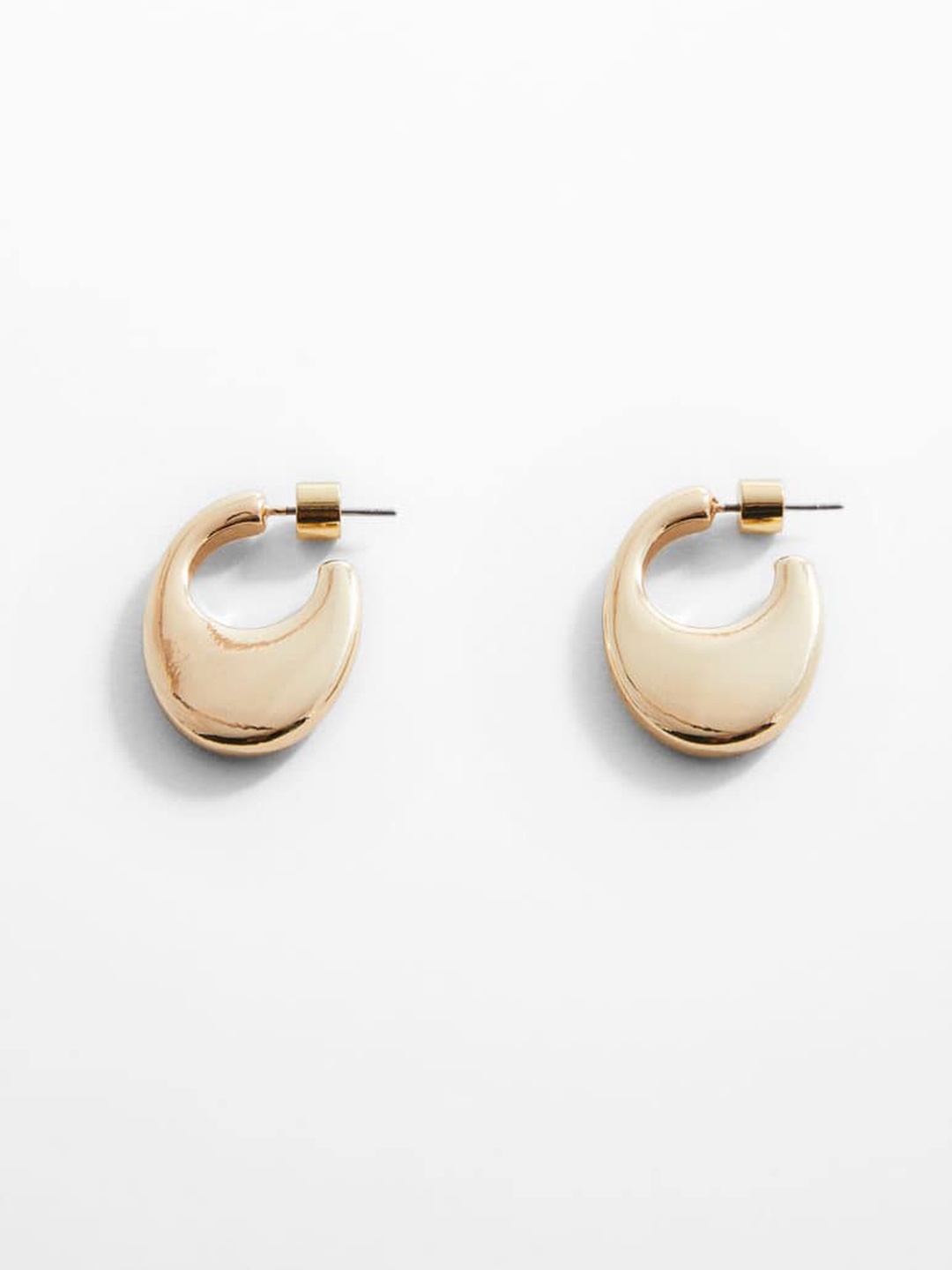 

MANGO Women Oval-Shaped Half Hoop Earrings, Gold