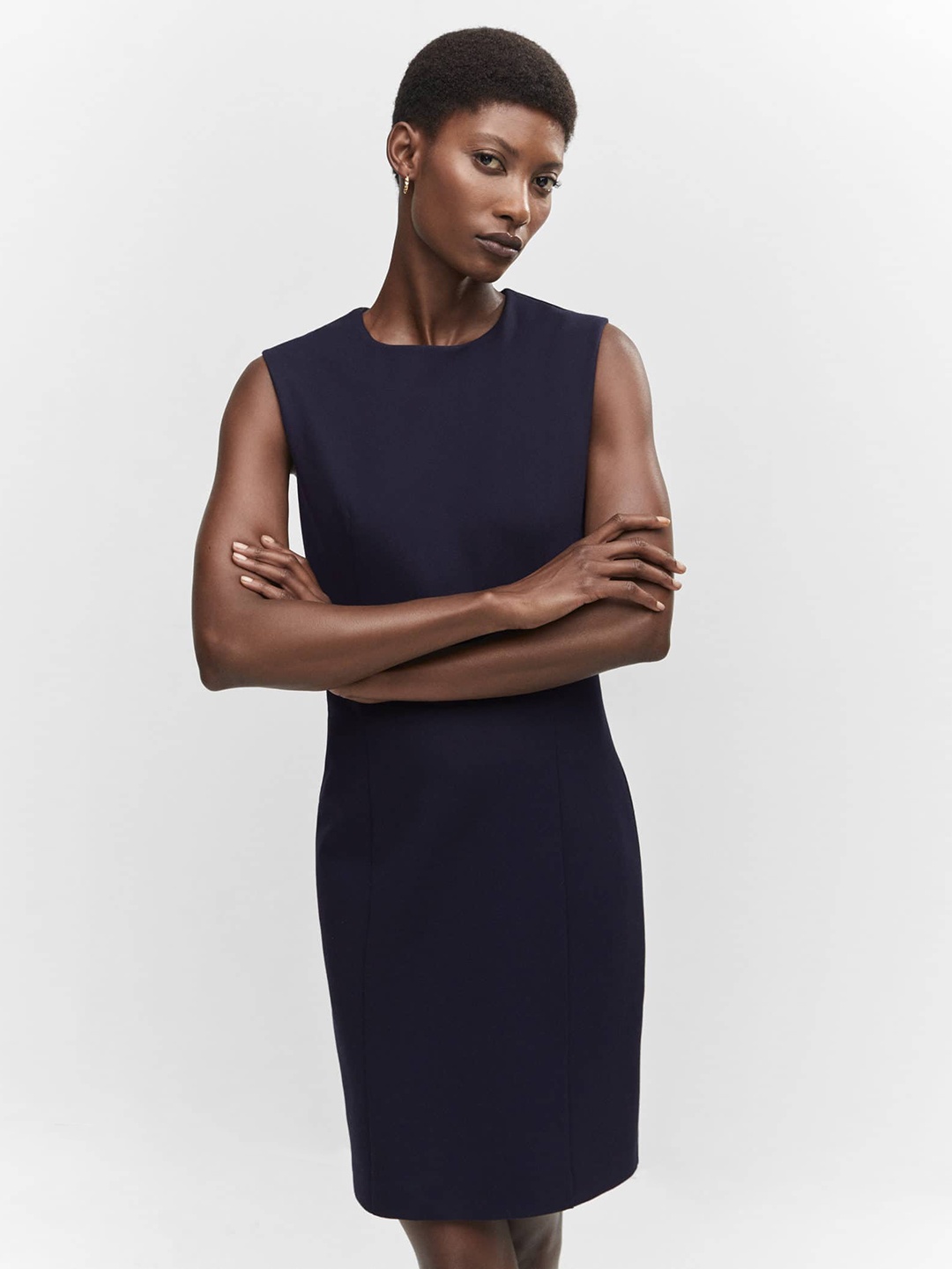 

MANGO Sleeveless Sheath Dress, Navy blue