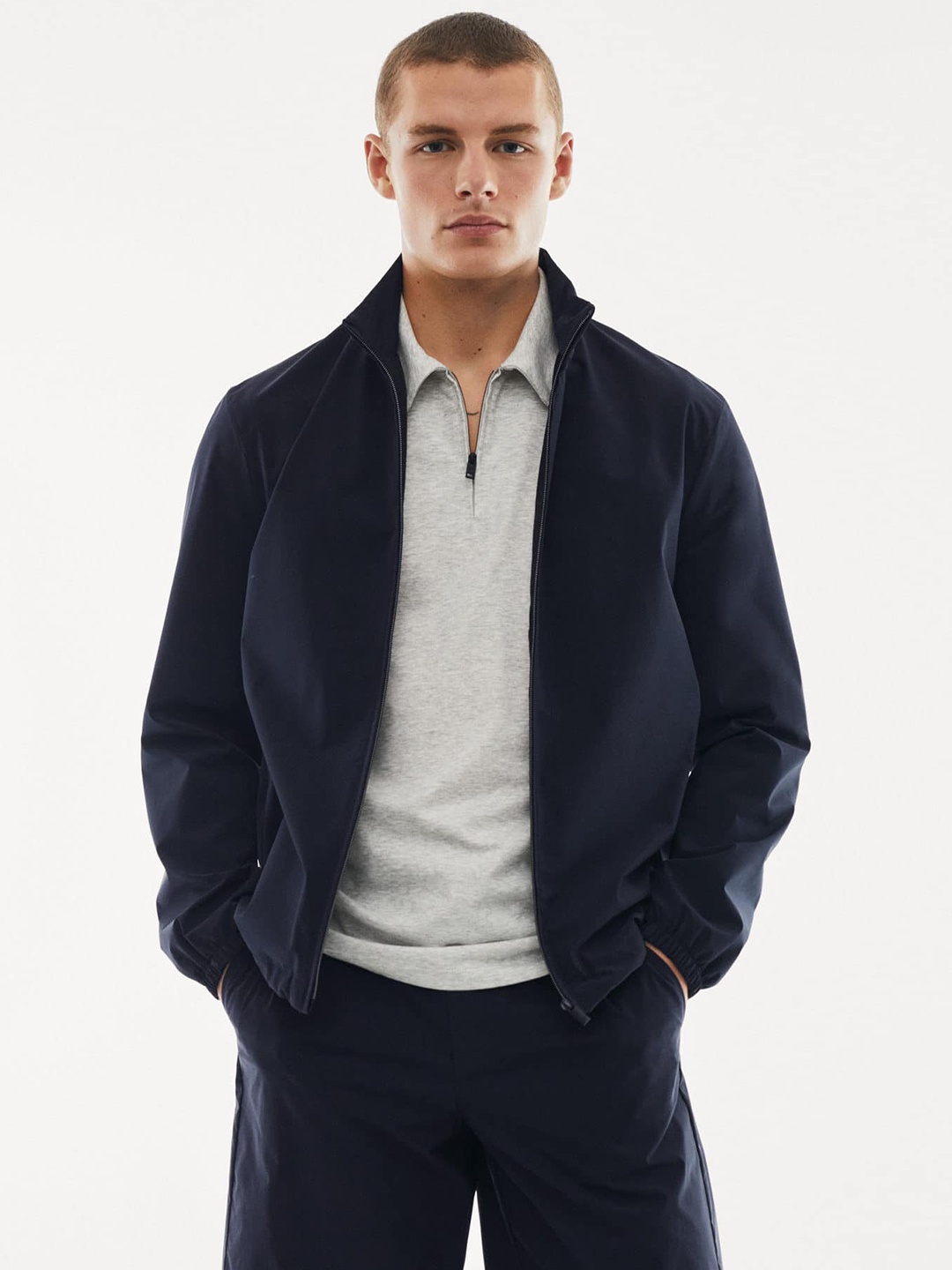 

MANGO MAN Windcheater and Water Resistant Performance Bomber Jacket, Navy blue