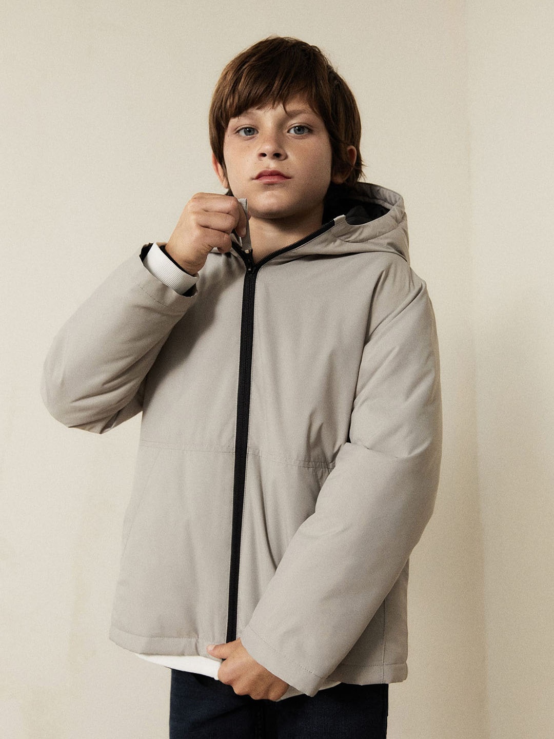 

Mango Kids Boys Longline Hooded Tailored Jacket, Beige