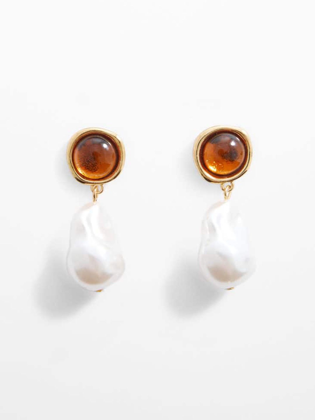 

MANGO Contemporary Drop Earrings, Brown