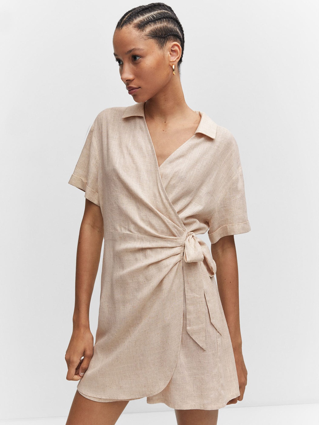 

MANGO Solid with Layered Jumpsuit, Beige