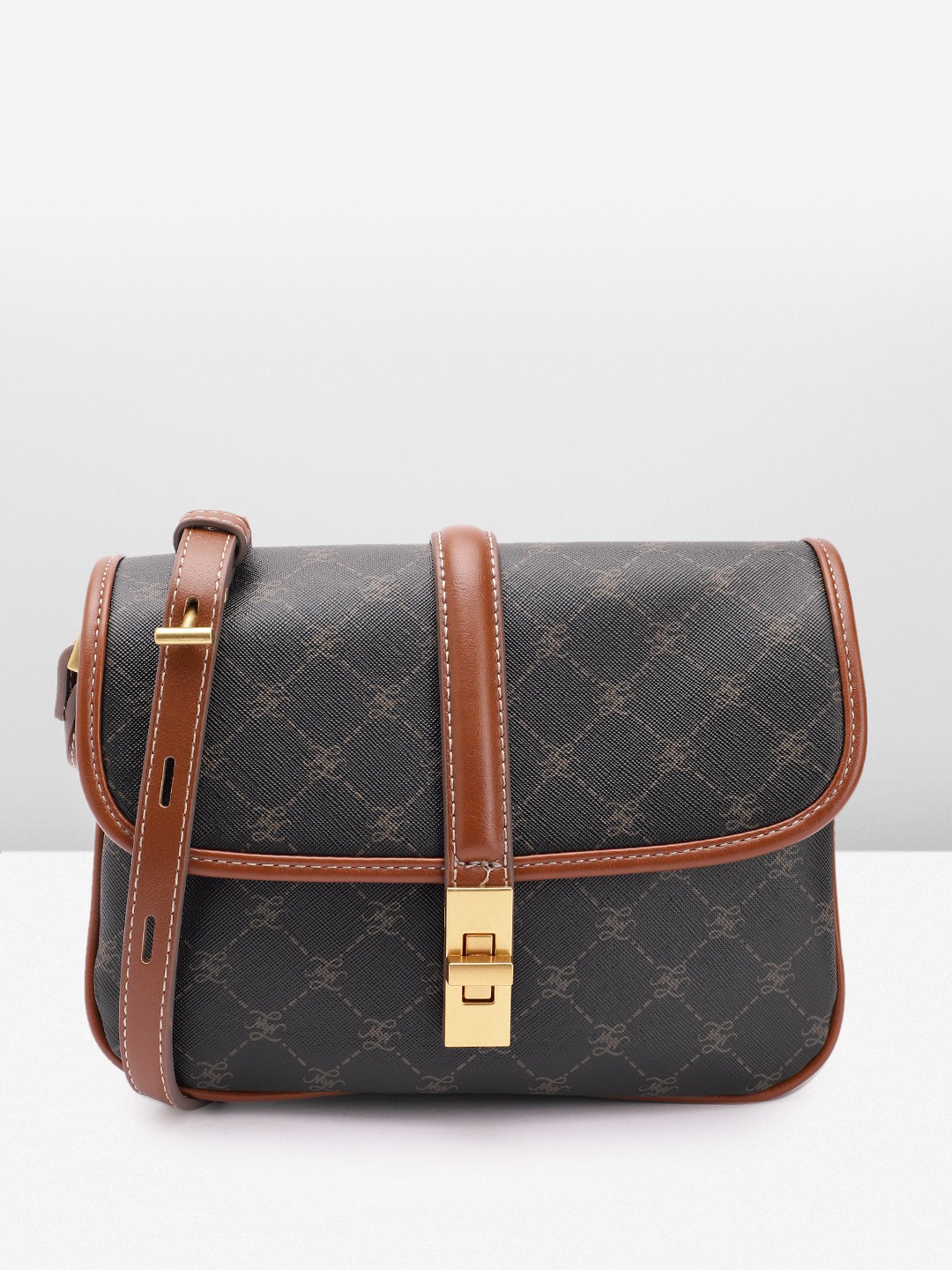 

MANGO Printed Structured Sling Bag, Black