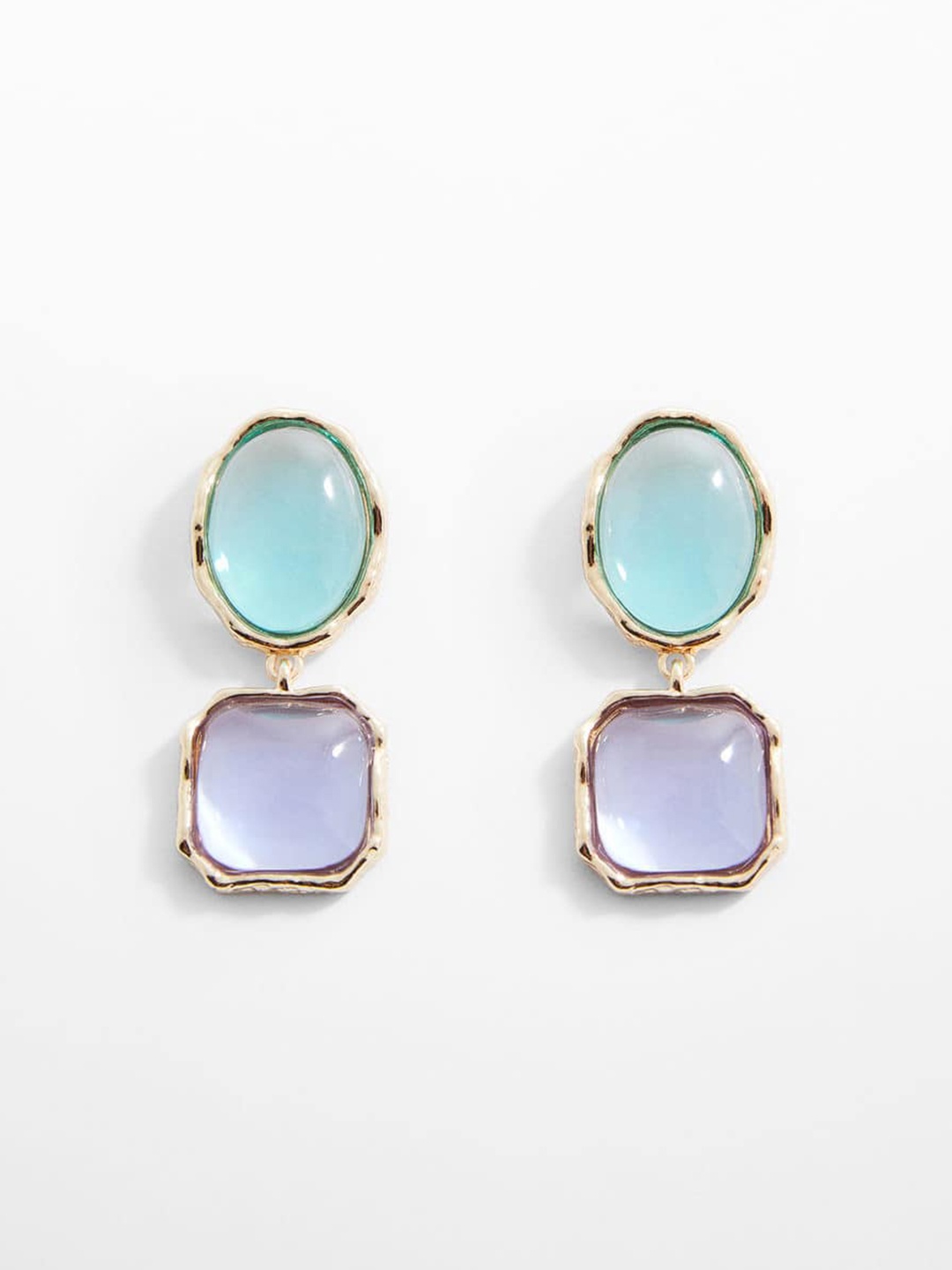

MANGO Women Studded Contemporary-Shaped Drop Earrings, Gold