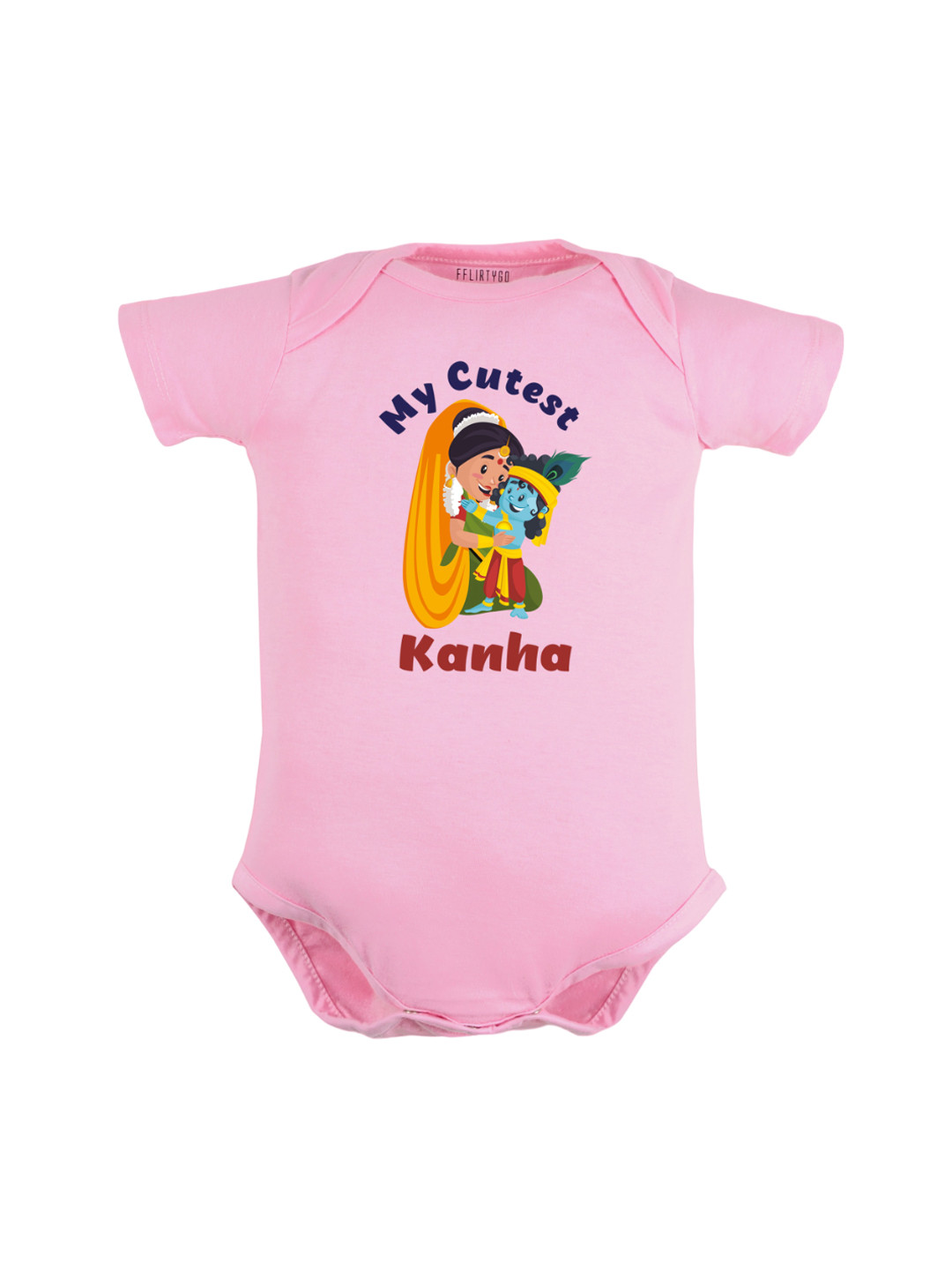 

FFLIRTYGO Kids Janmashtami Special Pure Cotton Bodysuit, Pink