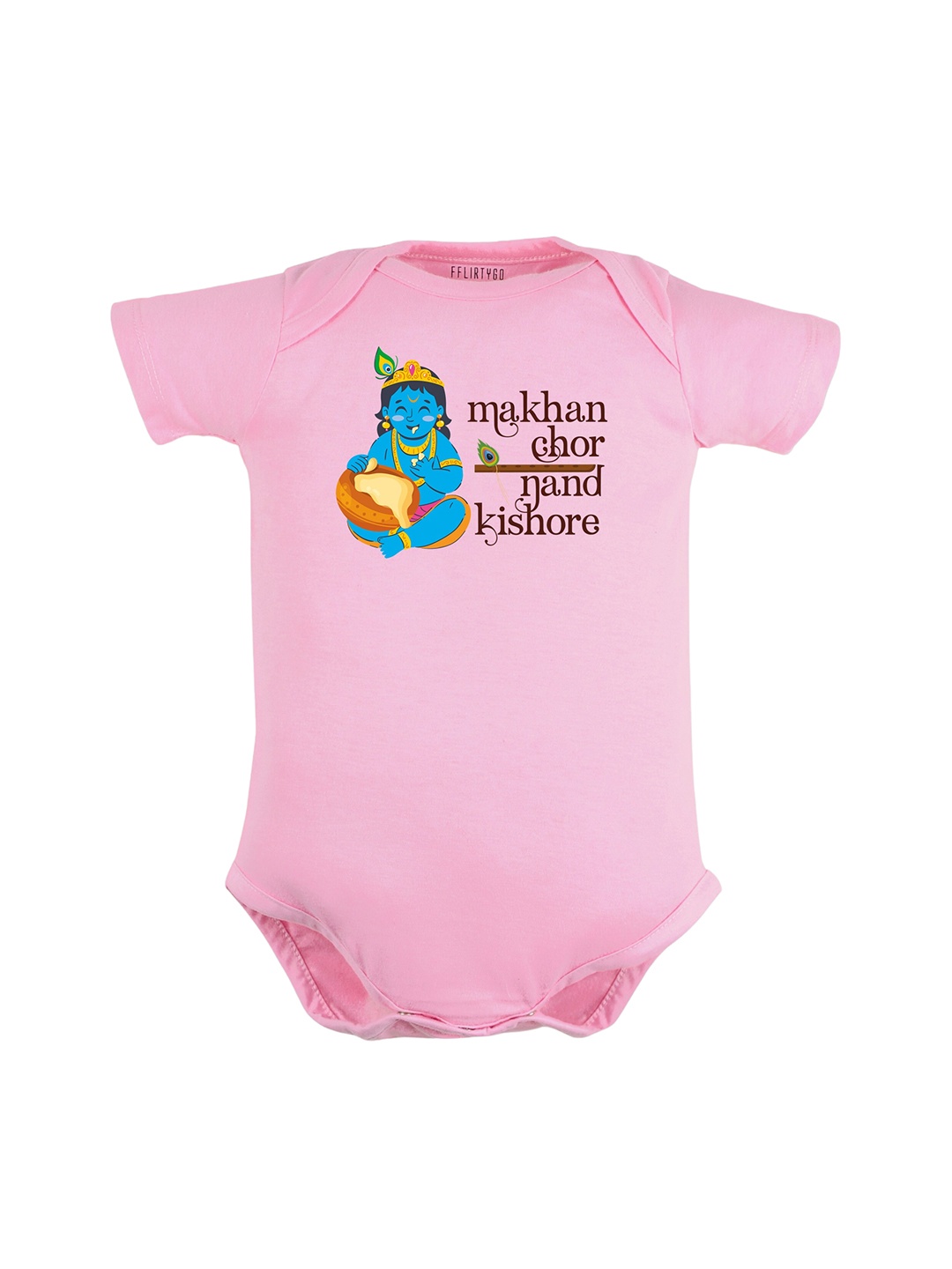 

FFLIRTYGO Kids Janmashtami Special Pure Cotton Bodysuit, Pink