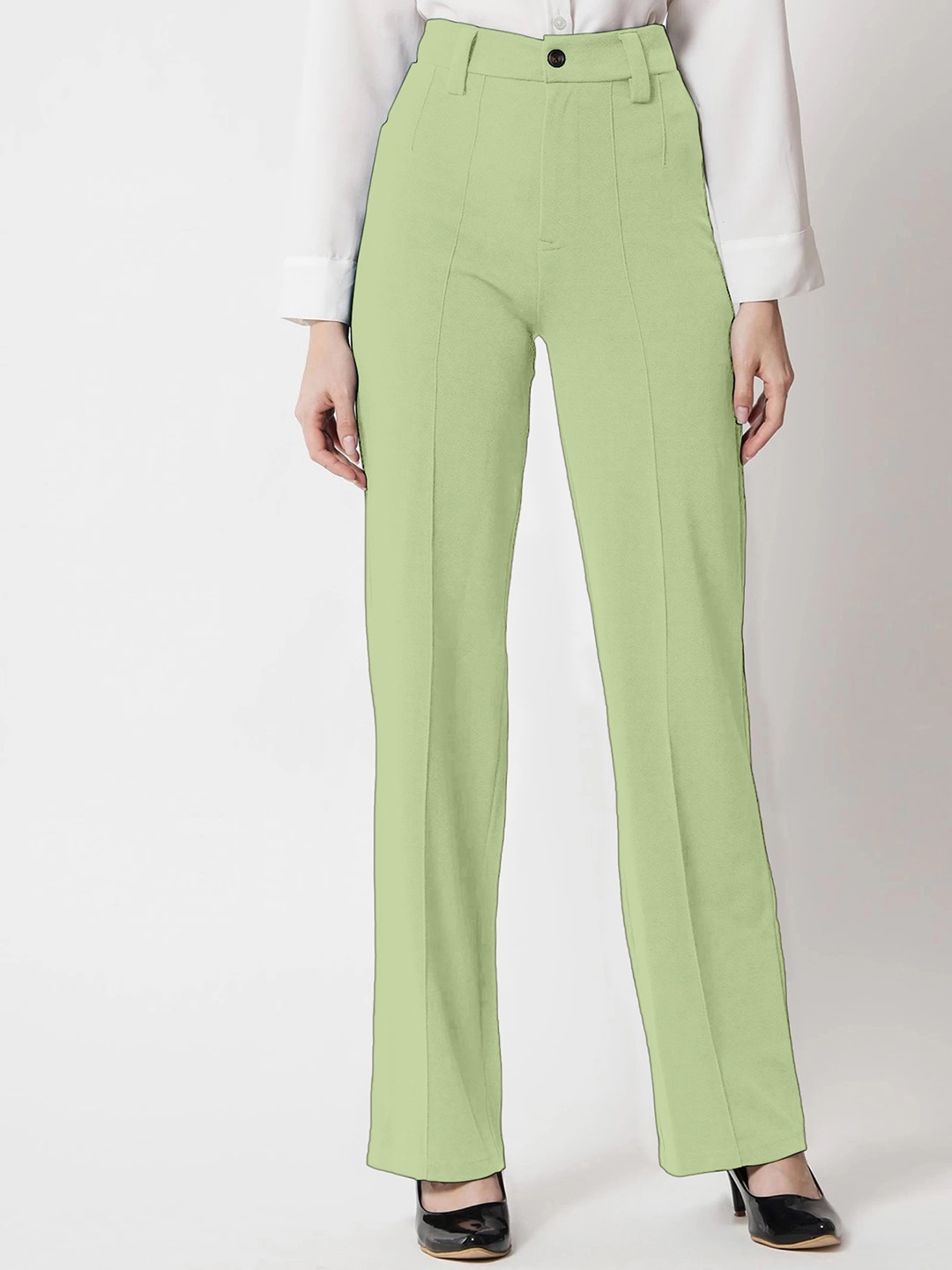 

Selvia Women Easy Wash Lycra Regular Fit Formal Trouser, Lime green
