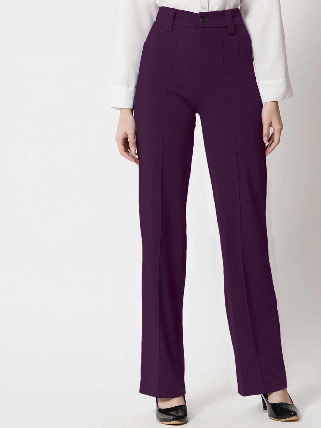 

Selvia Women Mid Rise Easy Wash Formal Trousers, Purple