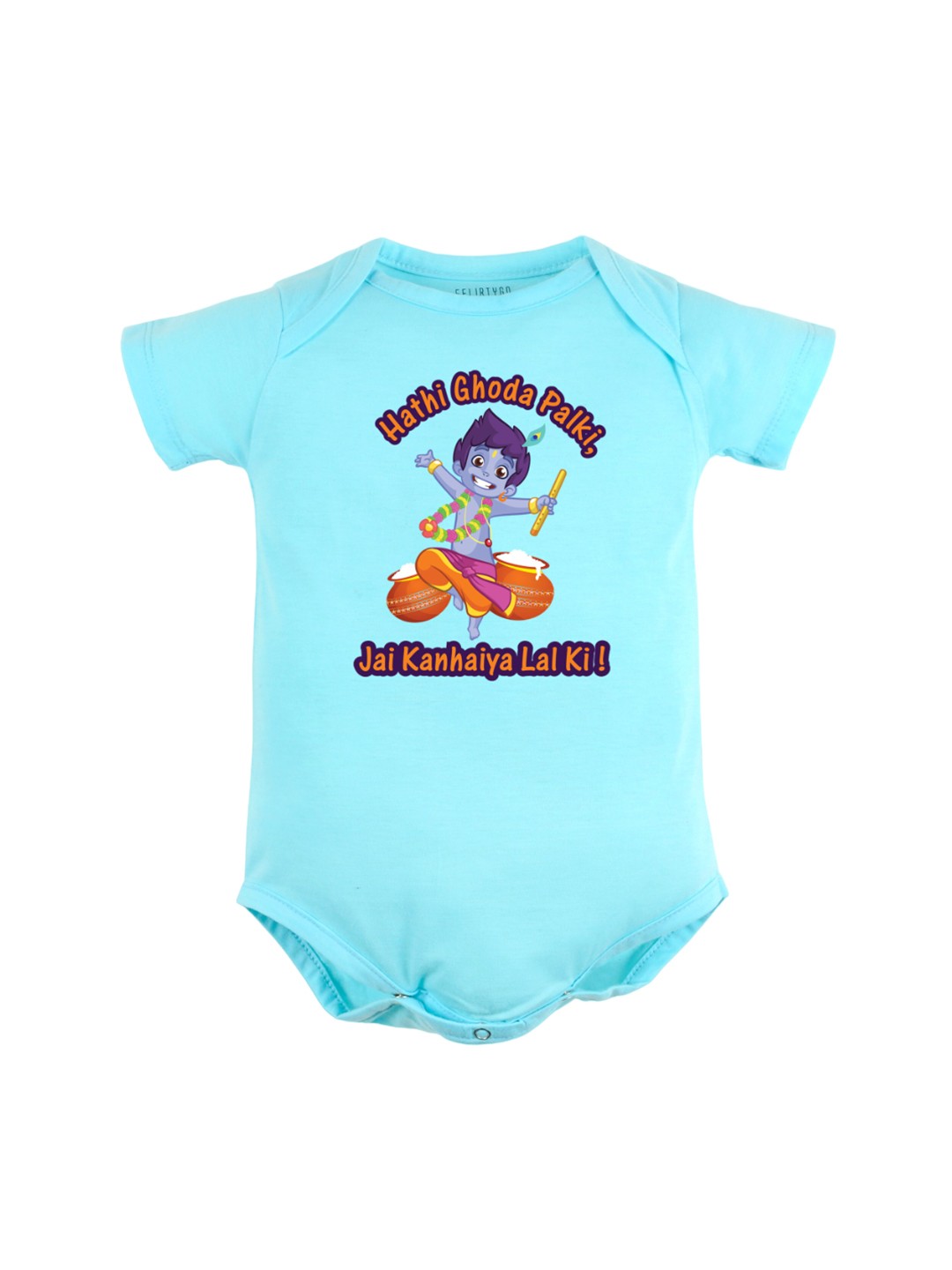 

FFLIRTYGO Infant Boys Janmashtami Special Bodysuit, Turquoise blue
