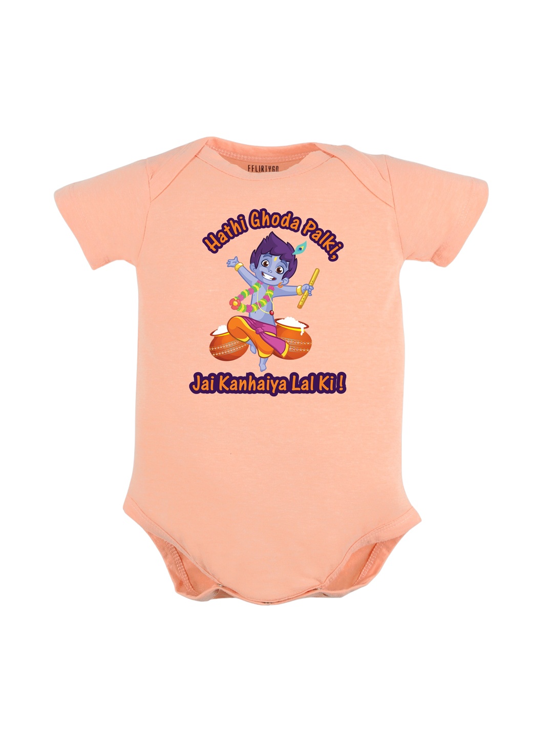 

FFLIRTYGO Kids Janmashtmi Special Pure Cotton Half Rompers, Peach