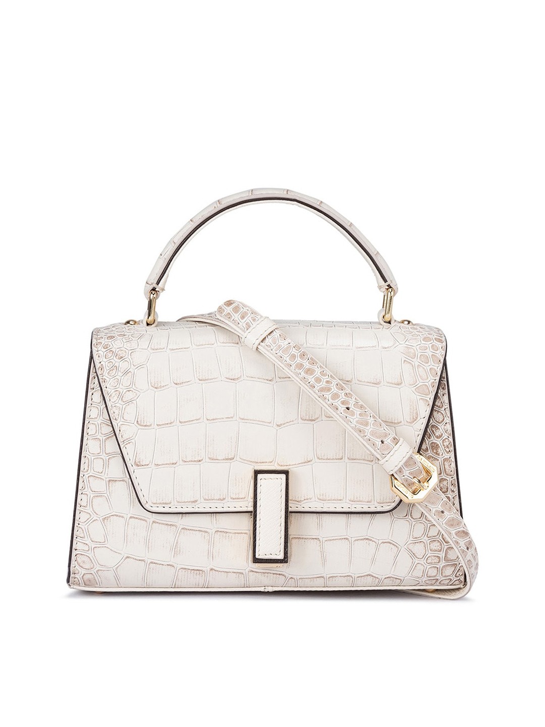 

Da Milano Textured Leather Structured Satchel, Cream