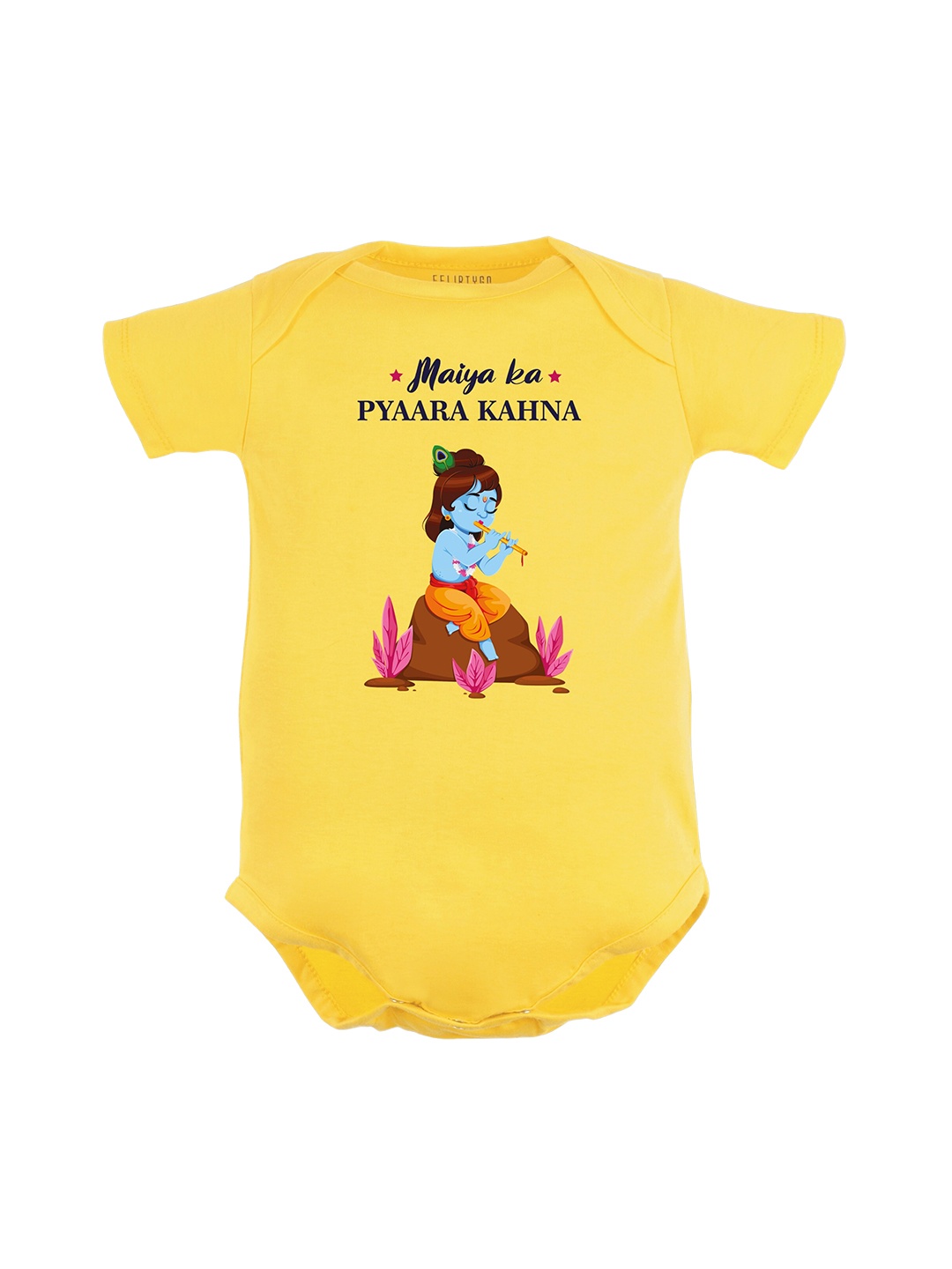 

FFLIRTYGO Kids Janmashtami Special Pure Cotton Bodysuit, Yellow