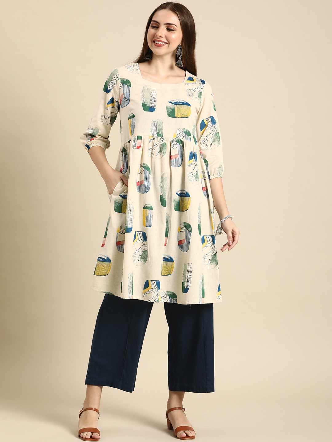 

Anouk Geometric Printed Kurta, Multi