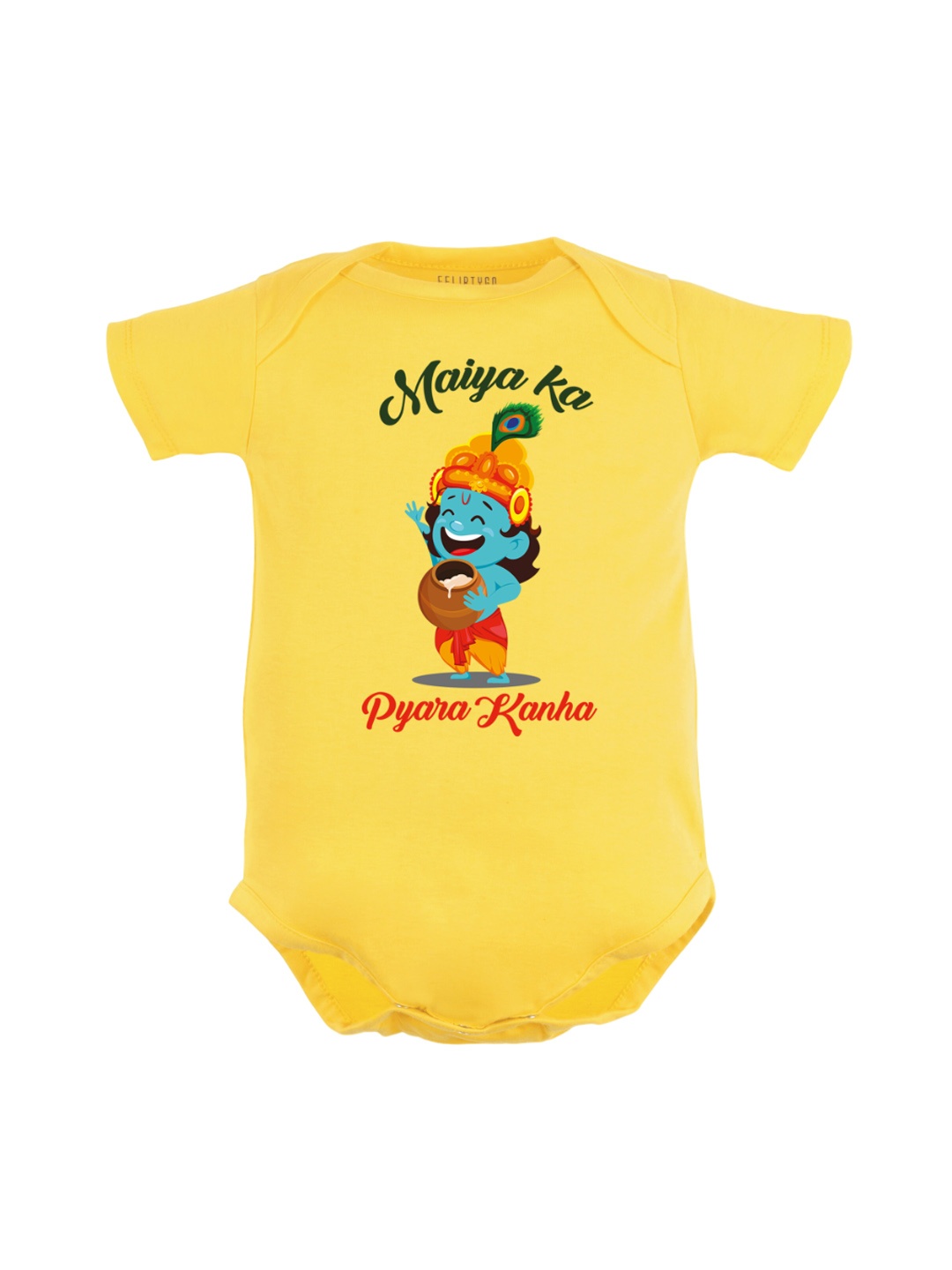 

FFLIRTYGO Baby Janmashtmi Special Pure Cotton Half Rompers, Yellow