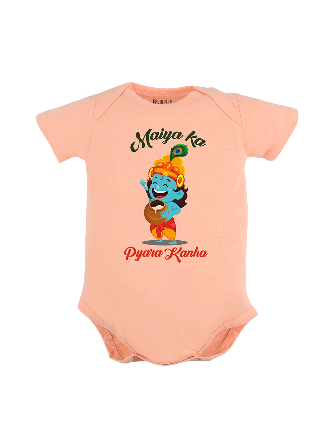 

FFLIRTYGO Kids Janmashtami Special Pure Cotton Bodysuit, Peach