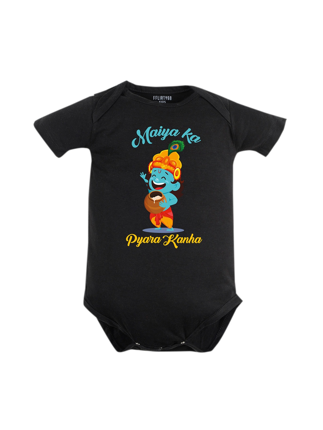 

FFLIRTYGO Baby Janmashtmi Special Pure Cotton Half Rompers, Black