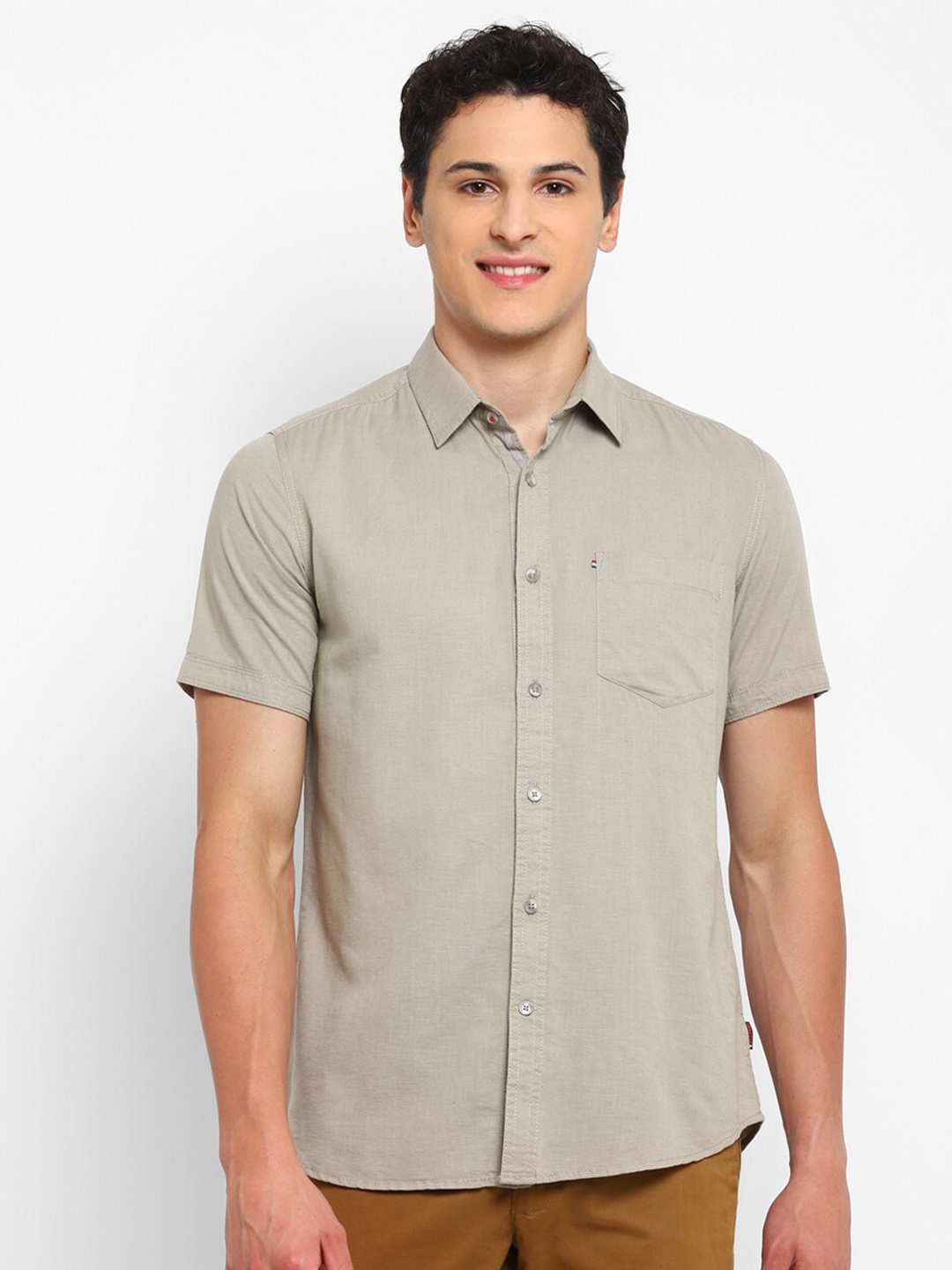 

Red Chief Slim Fit Opaque Cotton Casual Shirt, Grey