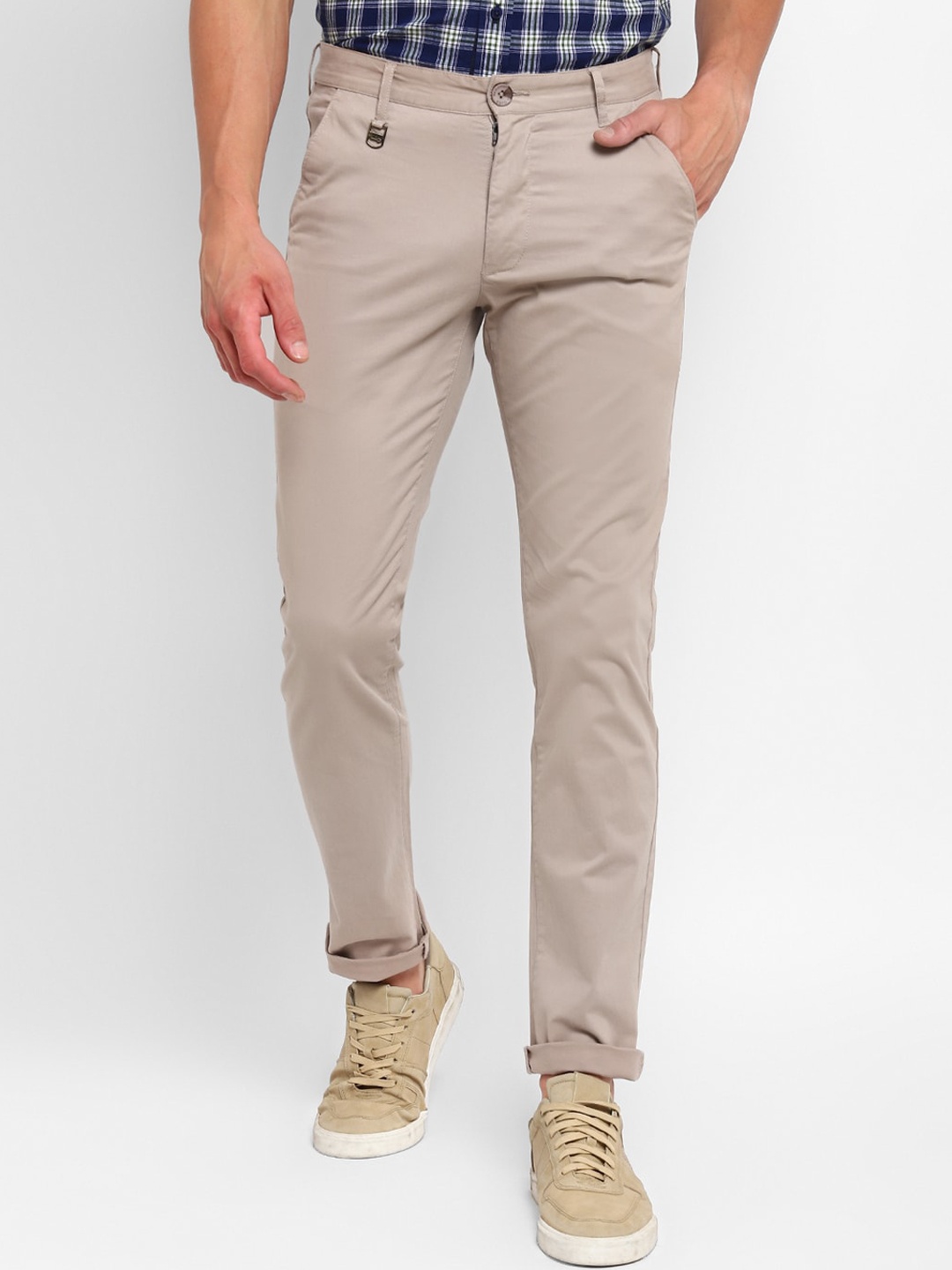 

Red Chief Men Slim Fit Mid-Rise Chinos Trousers, Beige