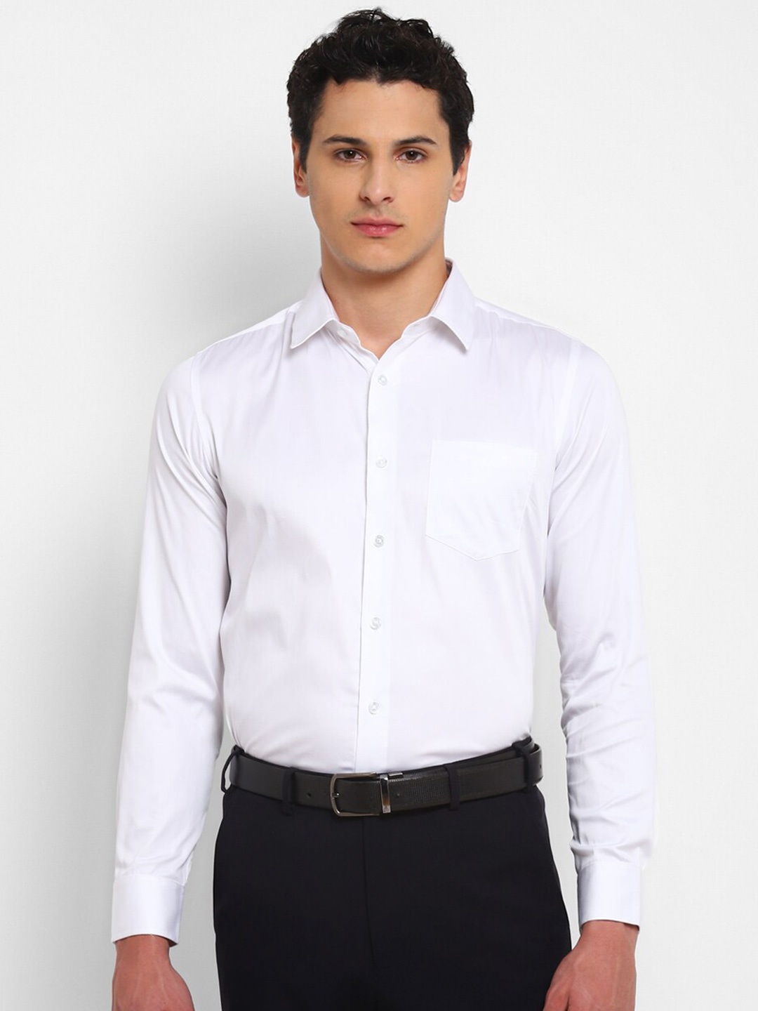 

TOP BRASS Spread Collar Regular Fit Formal Shirt, White
