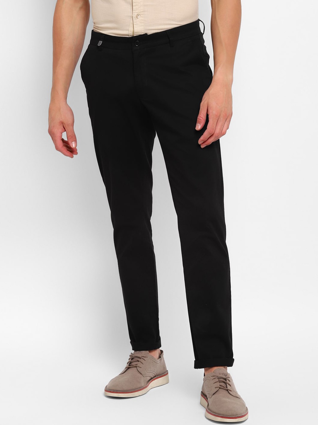 

TOP BRASS Men Slim Fit Mid-Rise Lycra Trousers, Black