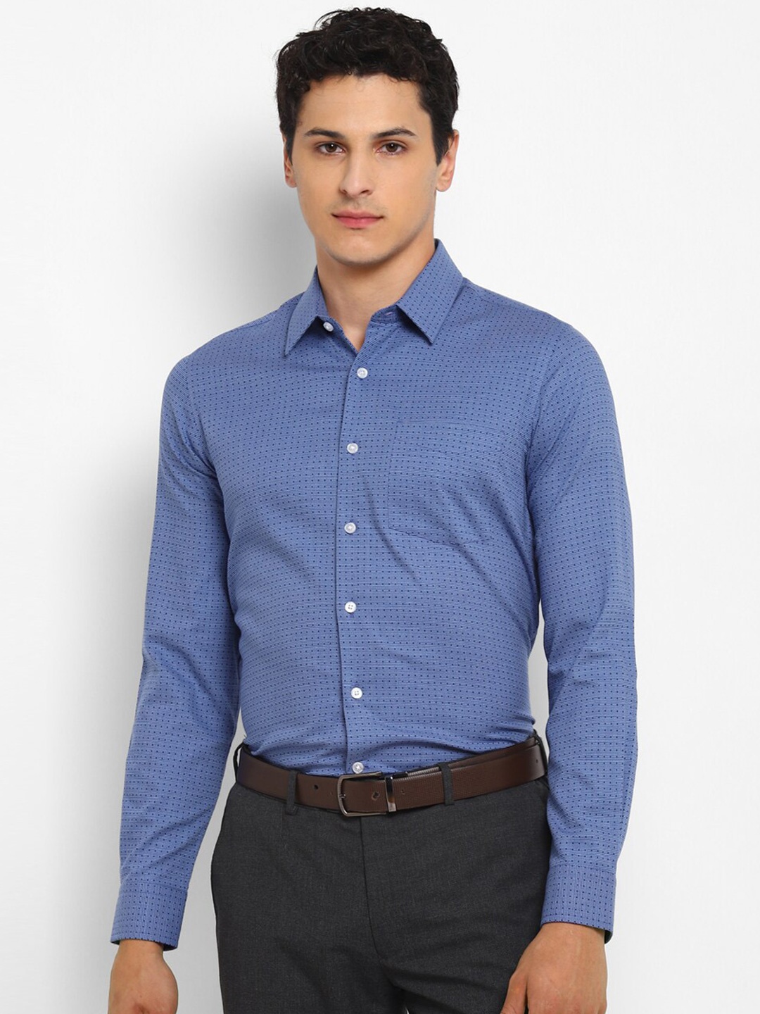 

TOP BRASS Spread Collar Regular Fit Cotton Formal Shirt, Blue