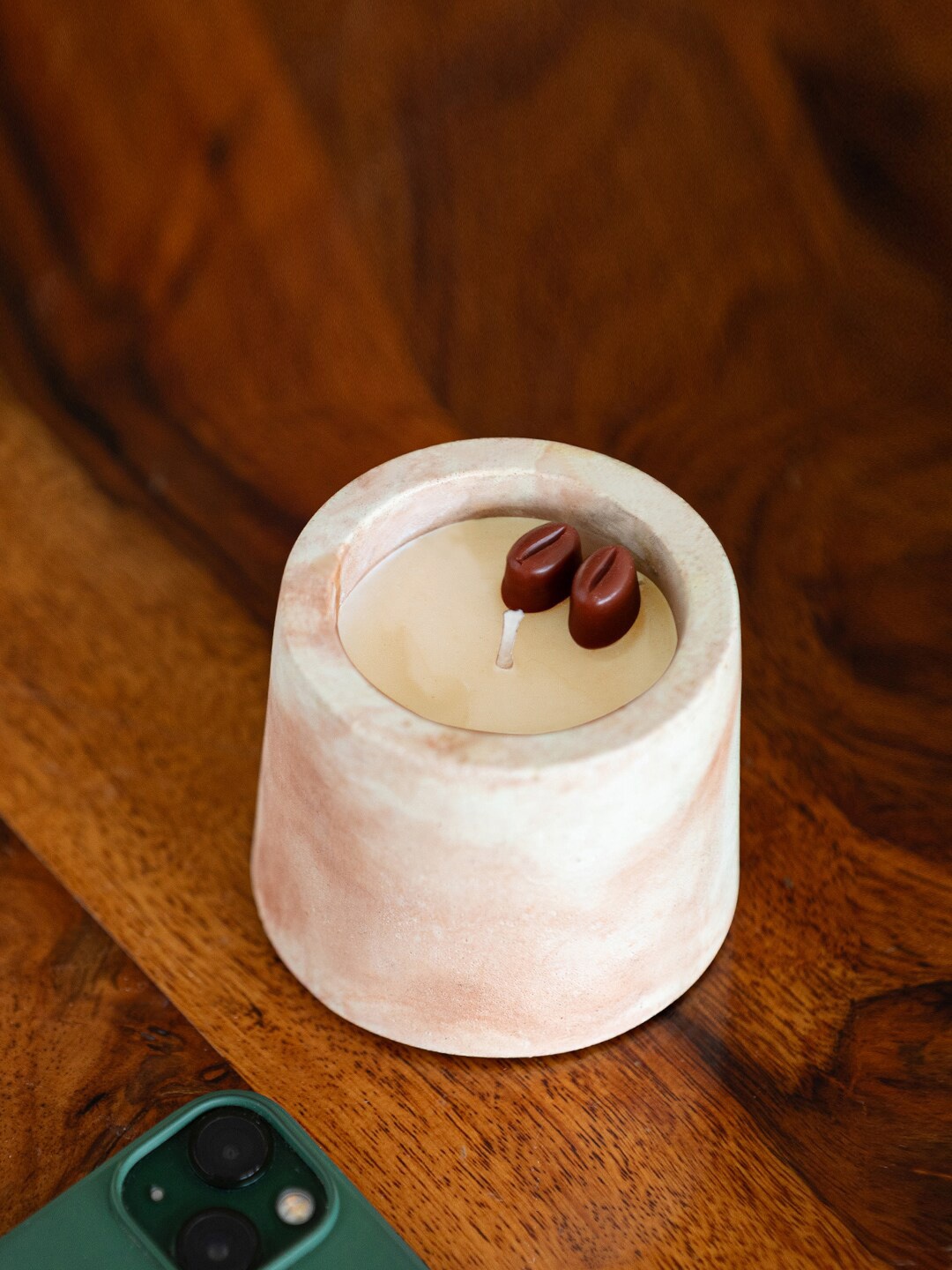 

ExclusiveLane White & Beige Printed Coffee Scented Candle