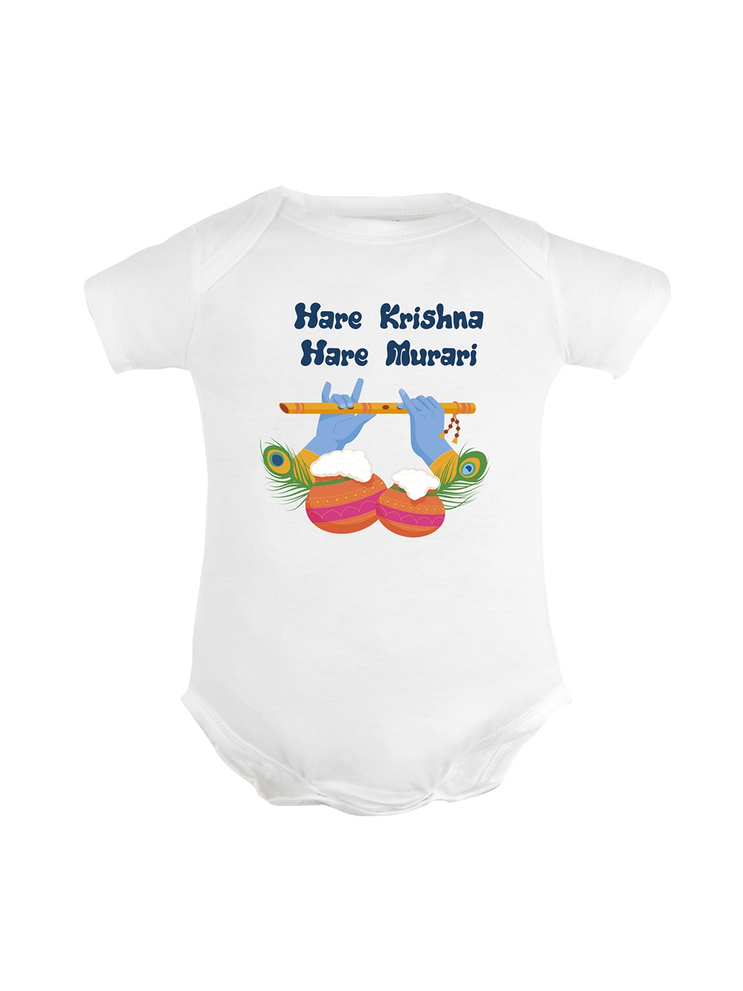 

FFLIRTYGO Infants Printed Baby Janmashtmi Special Pure Cotton Bodysuit, White
