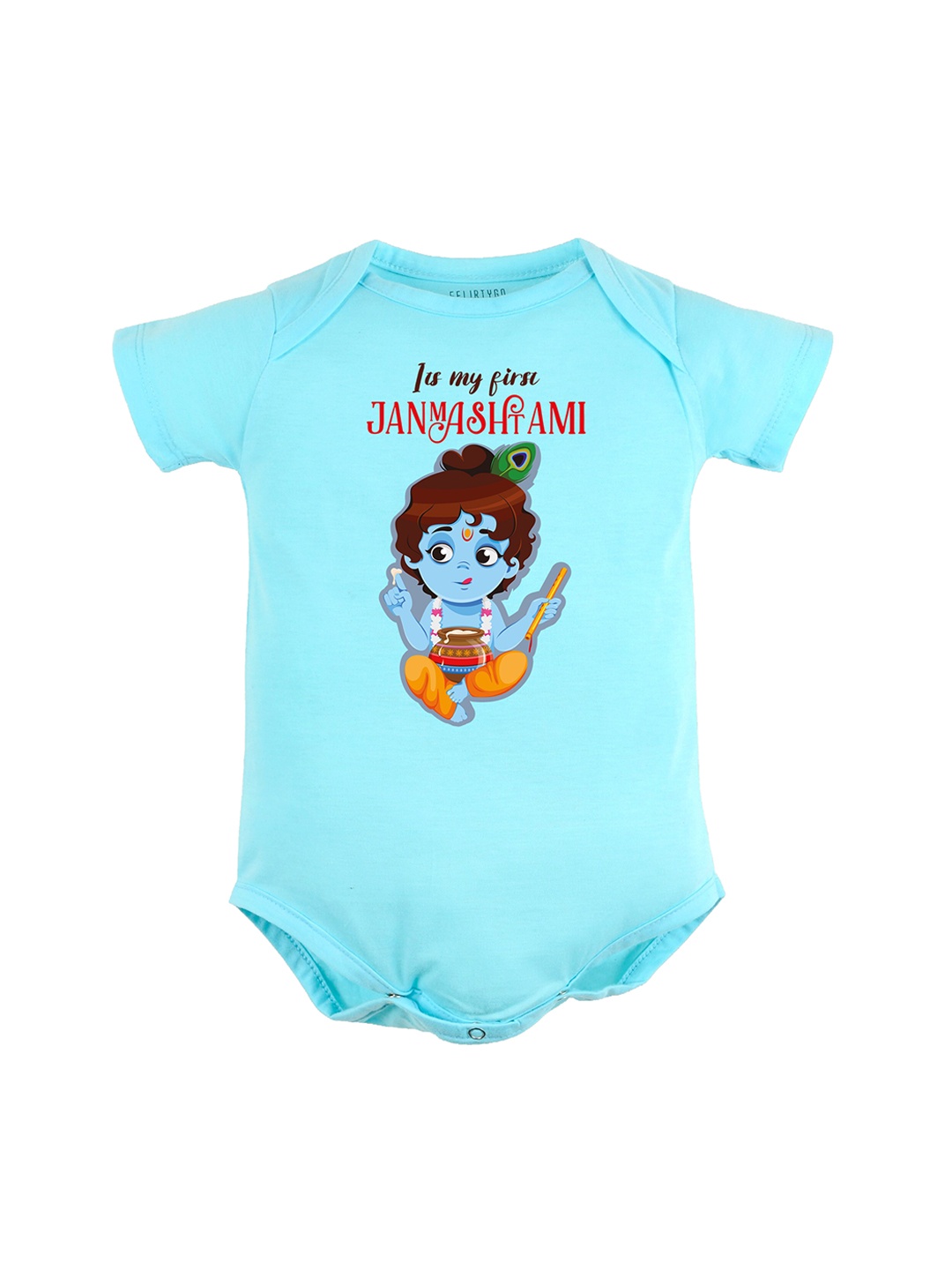 

FFLIRTYGO Infant Boys Janmashtami Special Bodysuit, Turquoise blue