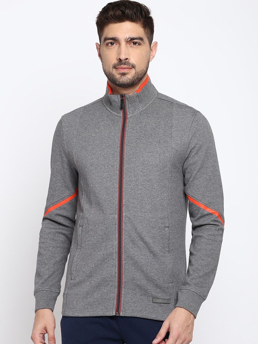

Van Heusen Mock Collar Cotton Sporty Jacket, Grey