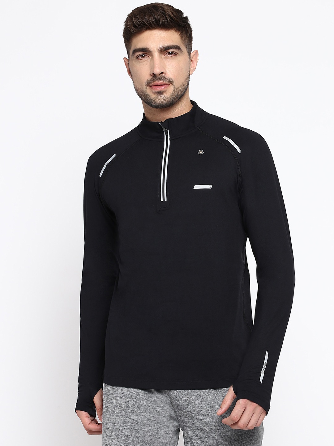 

Van Heusen Mock Collar Cotton Sporty Jacket, Black