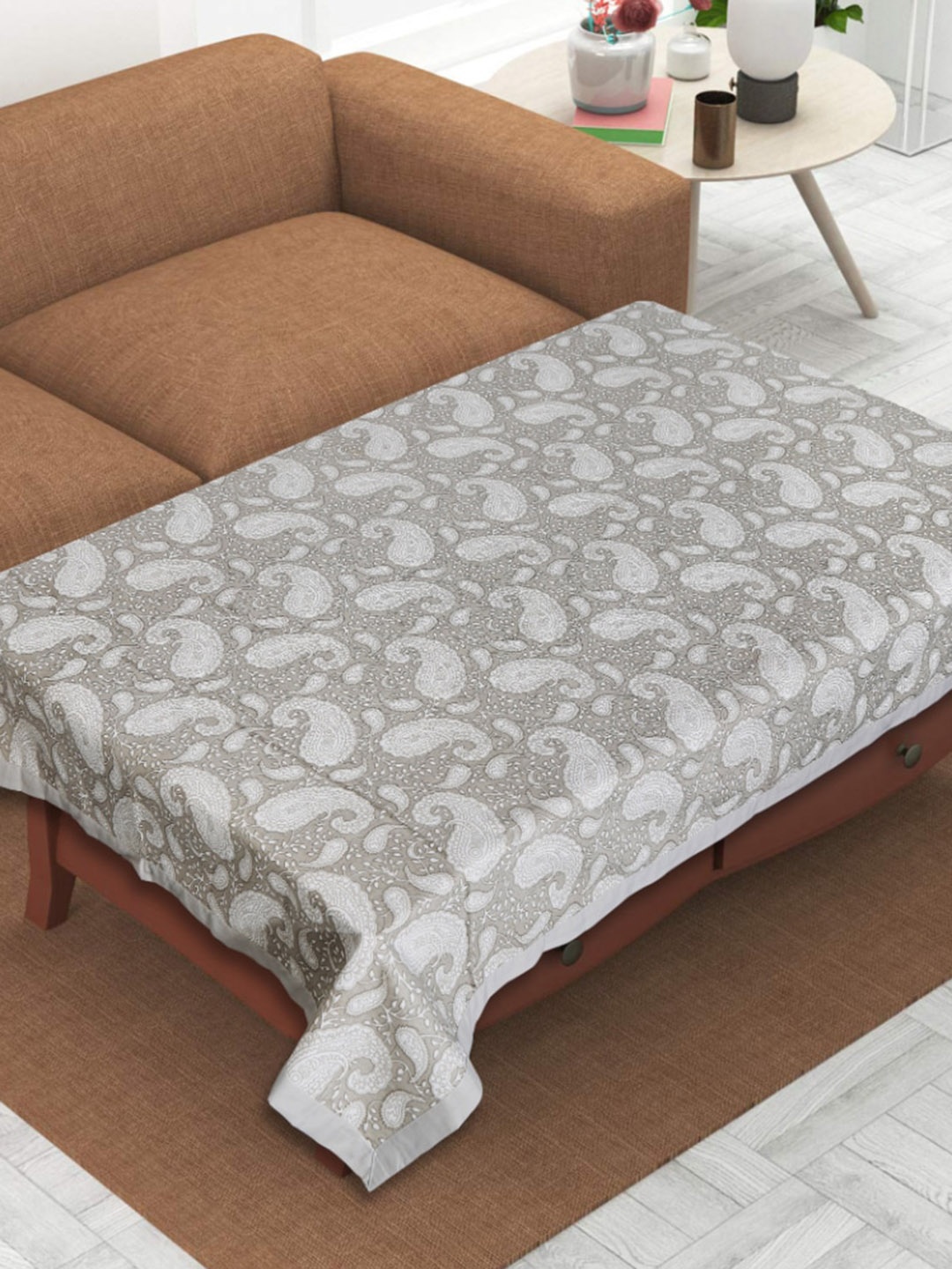 

INDHOME LIFE Grey Printed Pure Cotton 4 Seater Table Cover