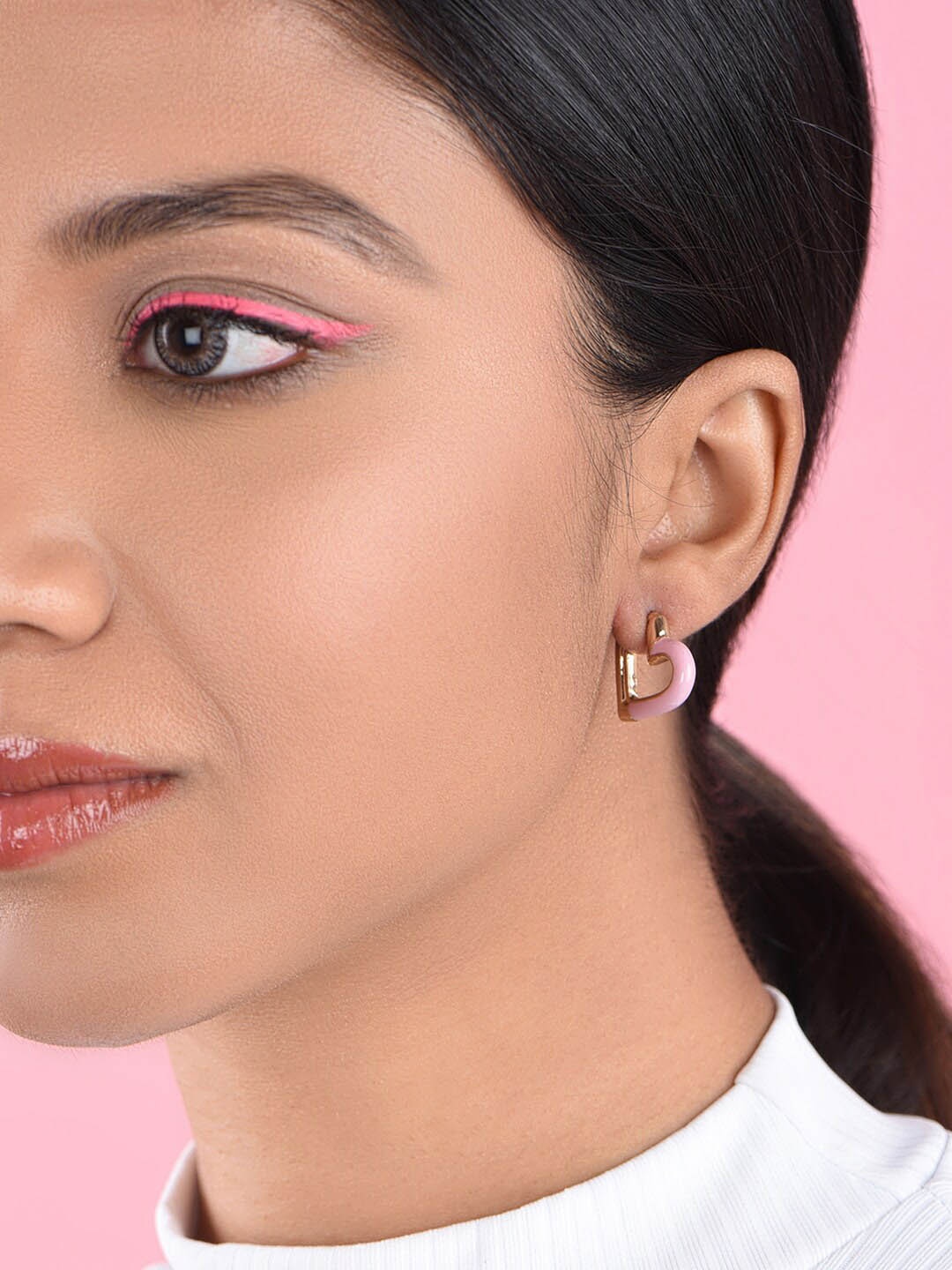 

ToniQ Gold Plated Heart Shaped Hoop Earrings