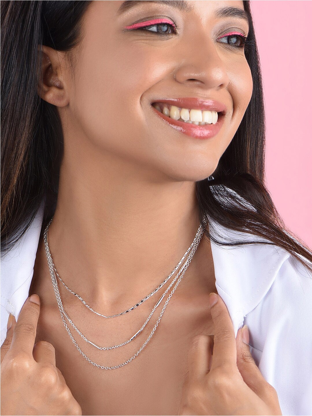 

ToniQ Silver-Plated Layered Necklace