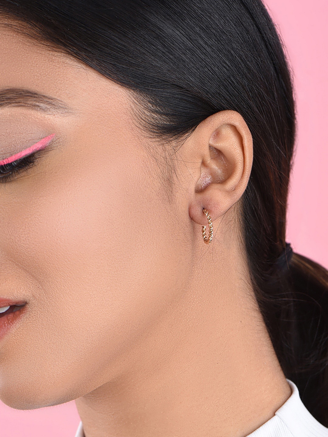 

ToniQ Set Of 8 Gold Plated Circular Half Hoop Earrings
