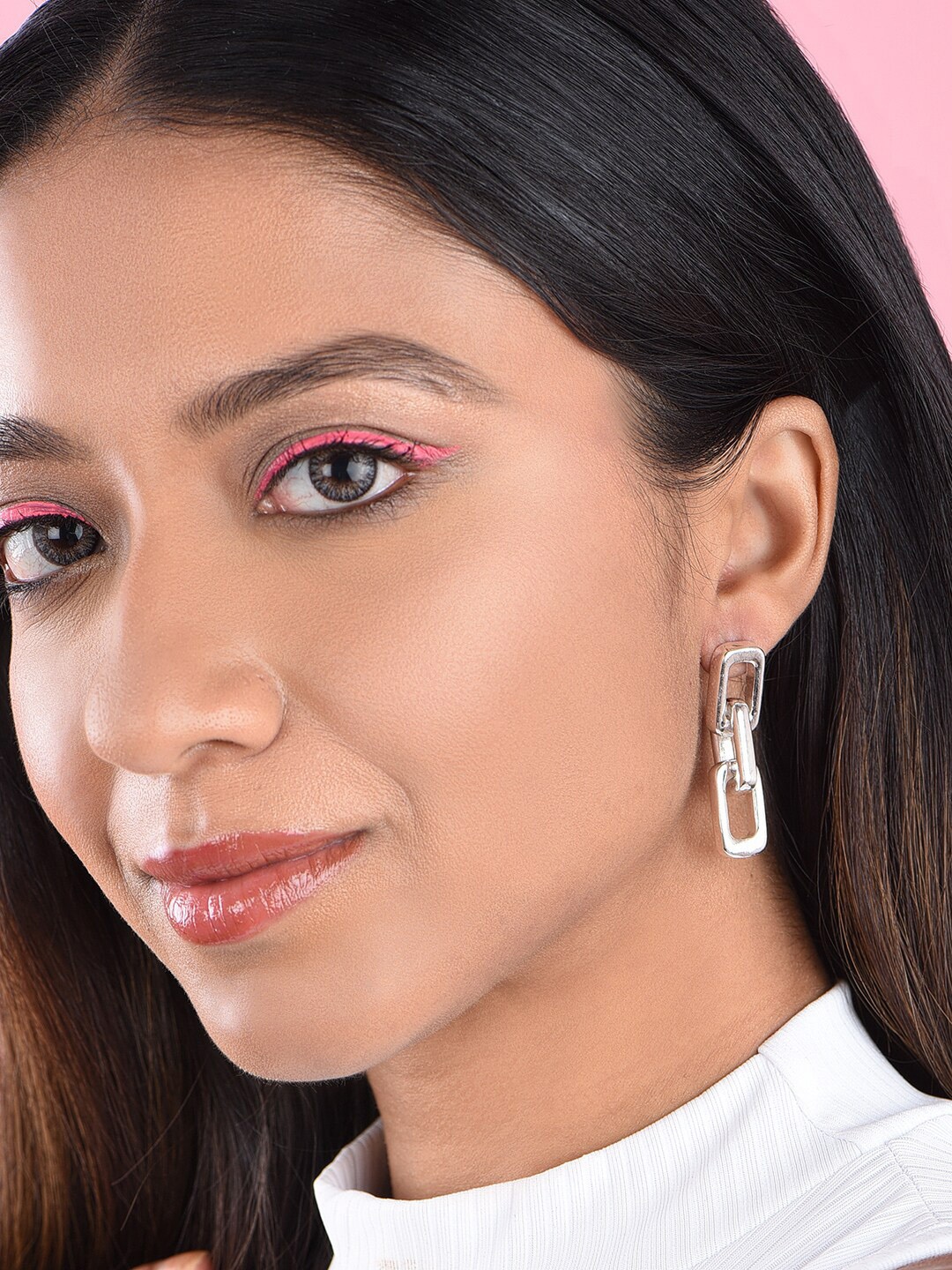 

ToniQ Silver-Plated Geometric Drop Earrings