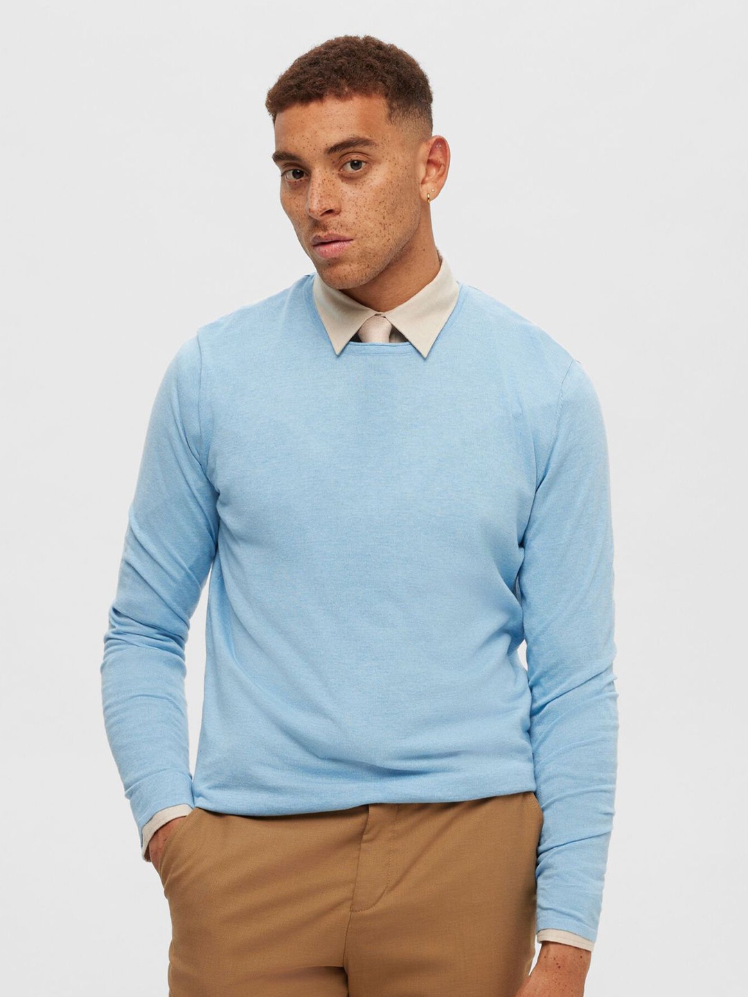 

SELECTED Long Sleeves Ribbed Pullover, Blue