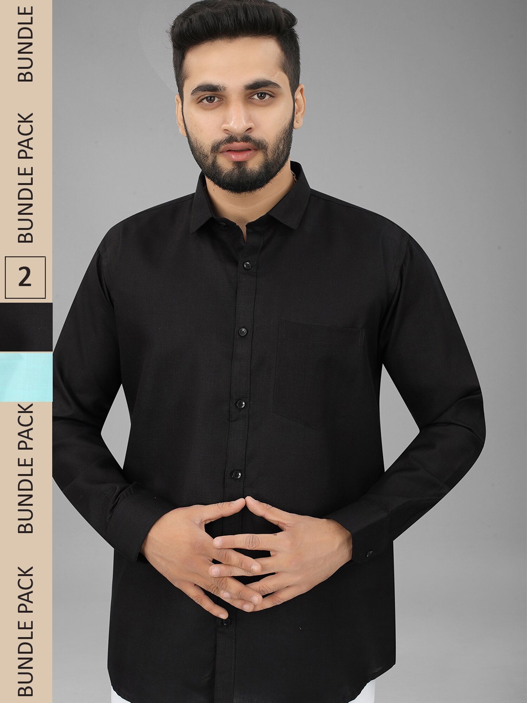 

N N ENTERPRISE Pack Of 2 India Slim Opaque Spread Collar Casual Shirt, Black