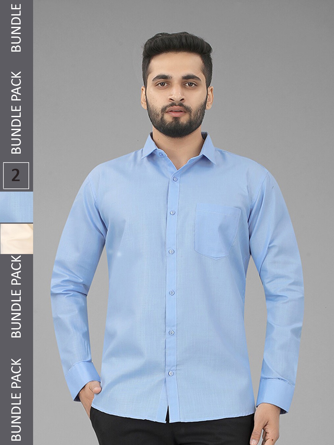 

N N ENTERPRISE Pack Of 2 Slim Fit Opaque Casual Shirts, Blue