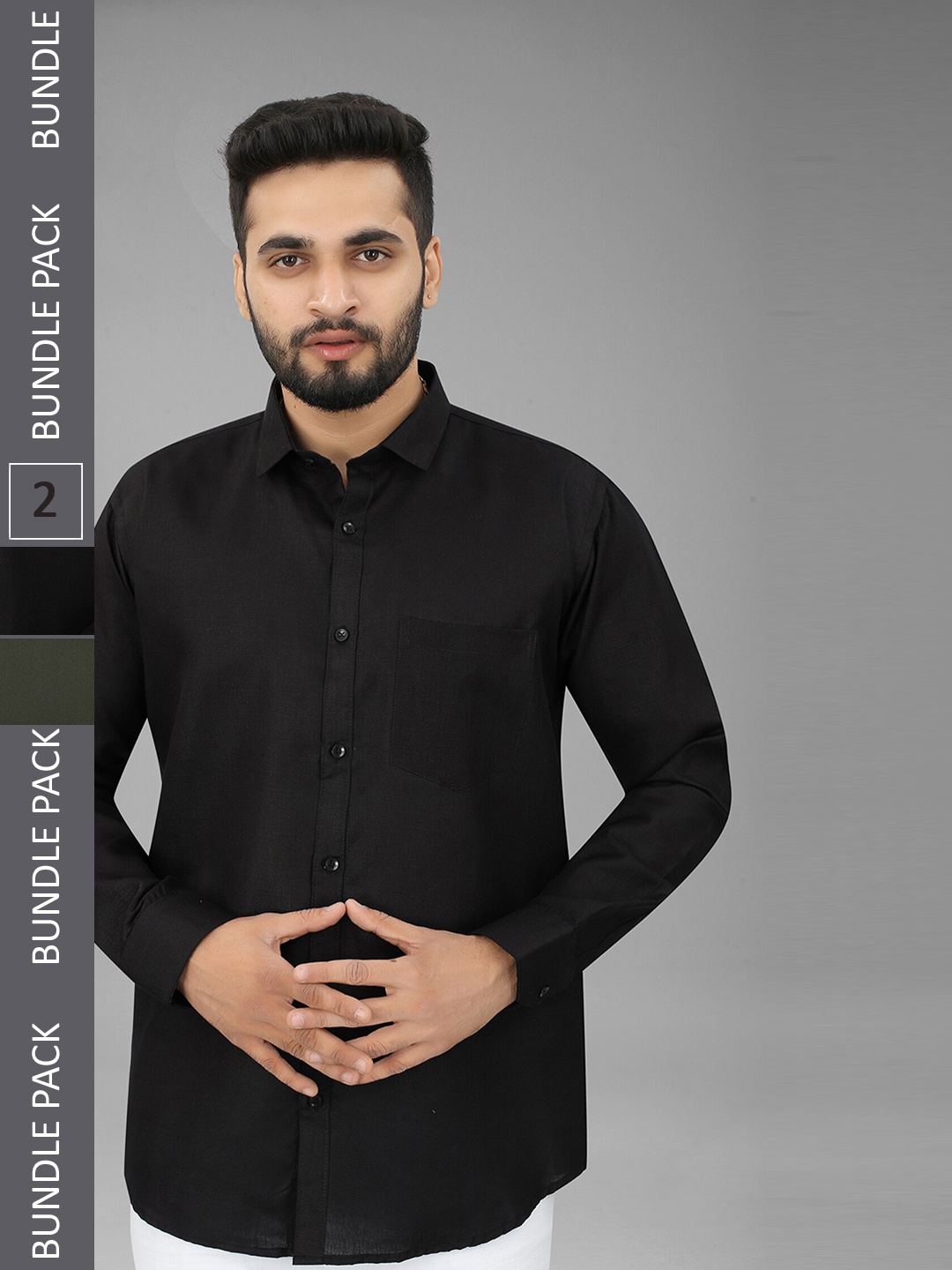 

N N ENTERPRISE Pack Of 2 India Slim Opaque Spread Collar Casual Shirt, Black