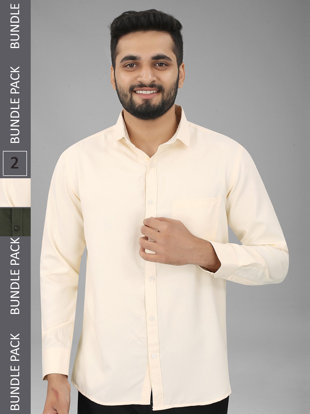 

N N ENTERPRISE Pack Of 2 Slim Fit India Slim Casual Shirts, Cream